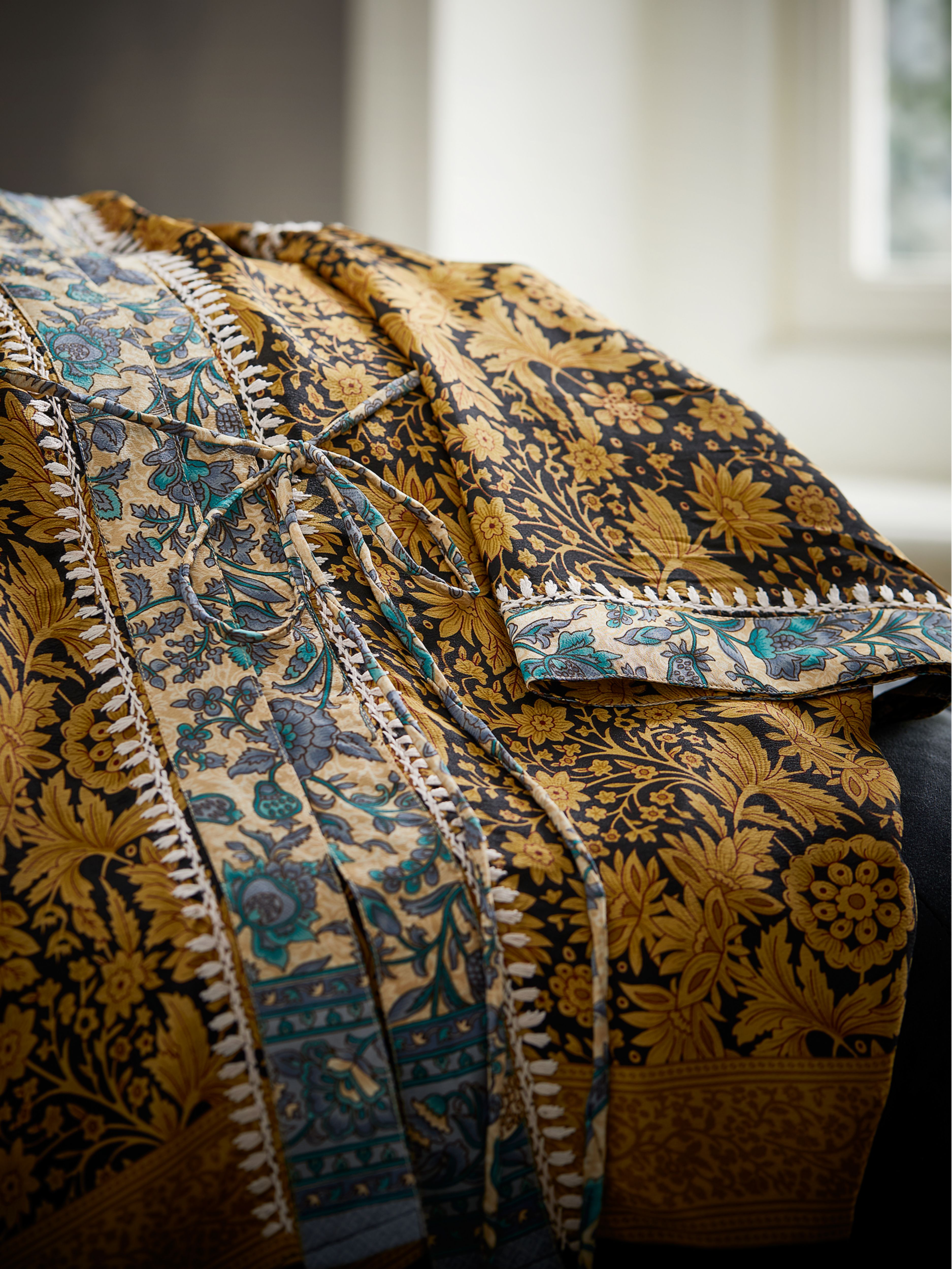 Jaypur Saree Kimono Lily Blue Lifestyle with Product