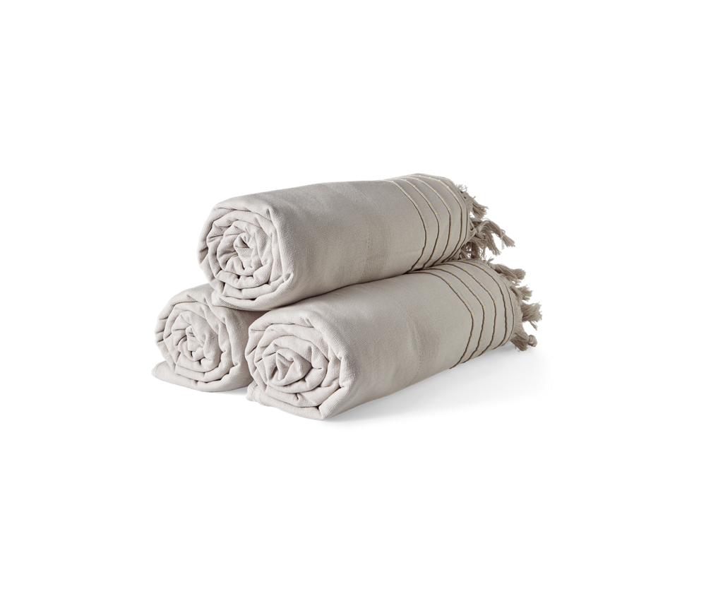 Een zekere vertraging vitaliteit House of Rituals Cotton Hammam Towel - 1x grote, witte strandhanddoek met  goud 100x200 cm 
