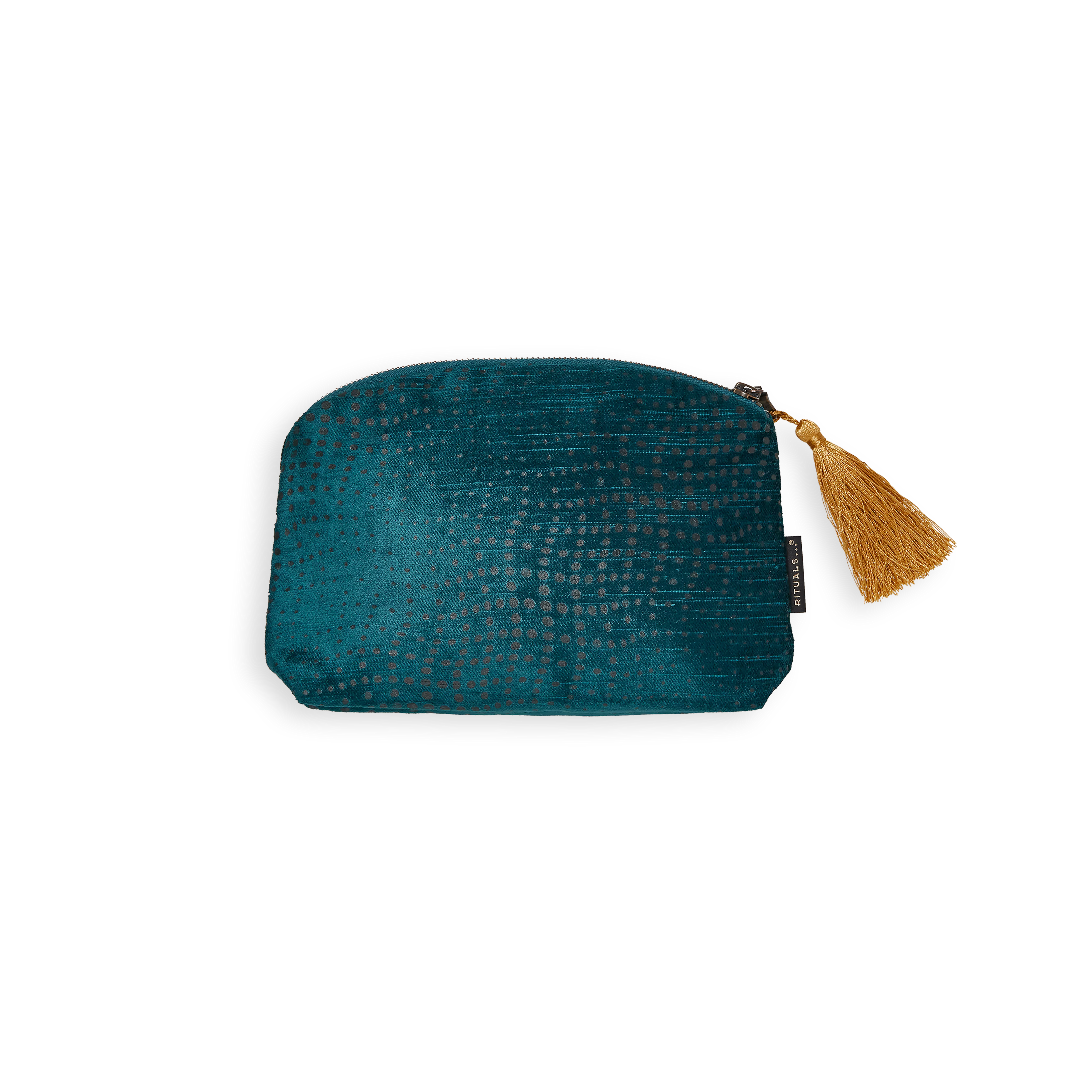 Vellore Cotton Velvet Pouch Petrol Blue Small, houseofrituals, Blue, 100% Cotton - Lining 100% Polyester, RITUALS