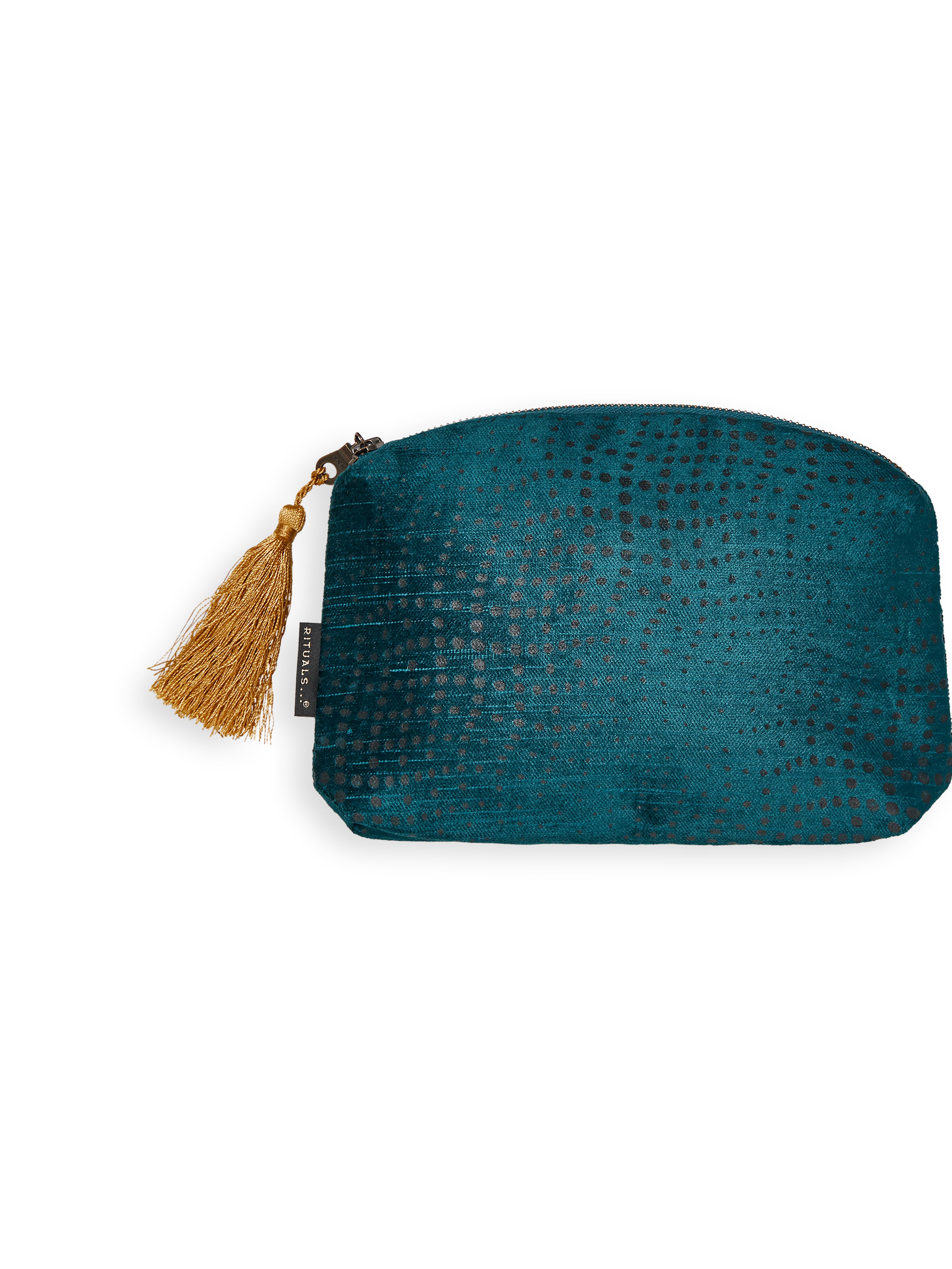 Vellore Small Cotton Velvet Pouch Petrol Blue