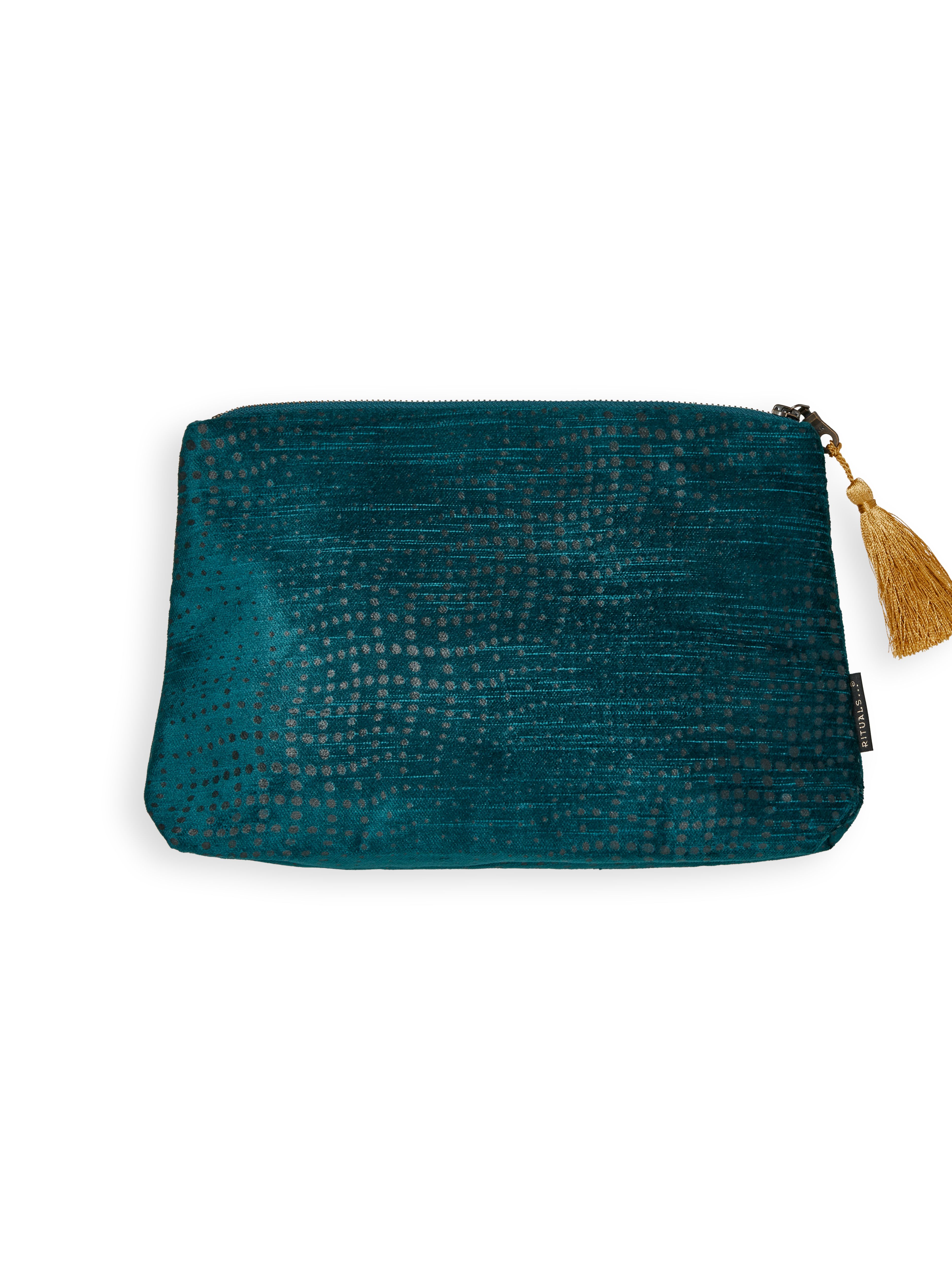 Vellore Medium Cotton Velvet Pouch Petrol Blue