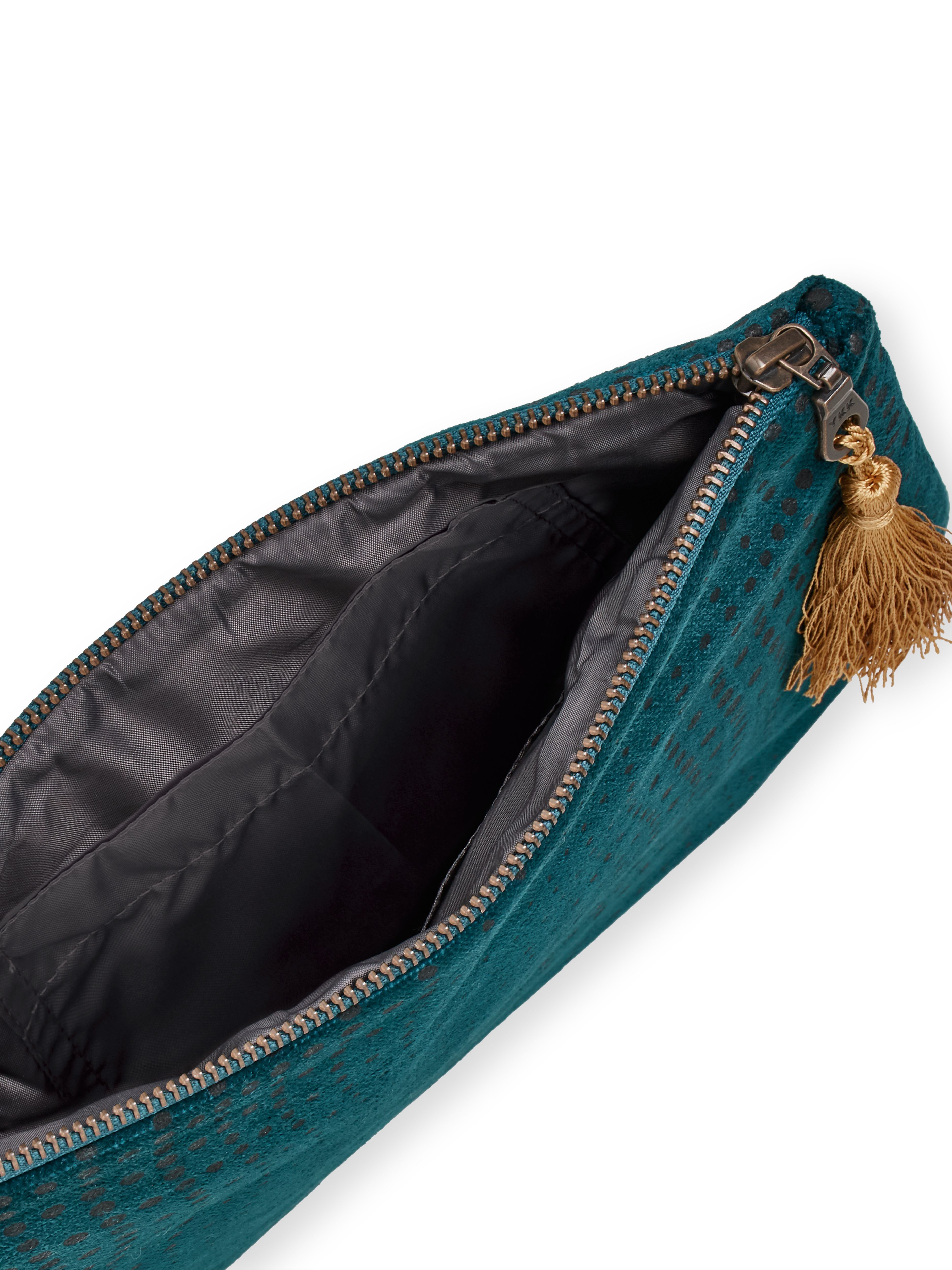 Vellore Medium Cotton Velvet Pouch Petrol Blue