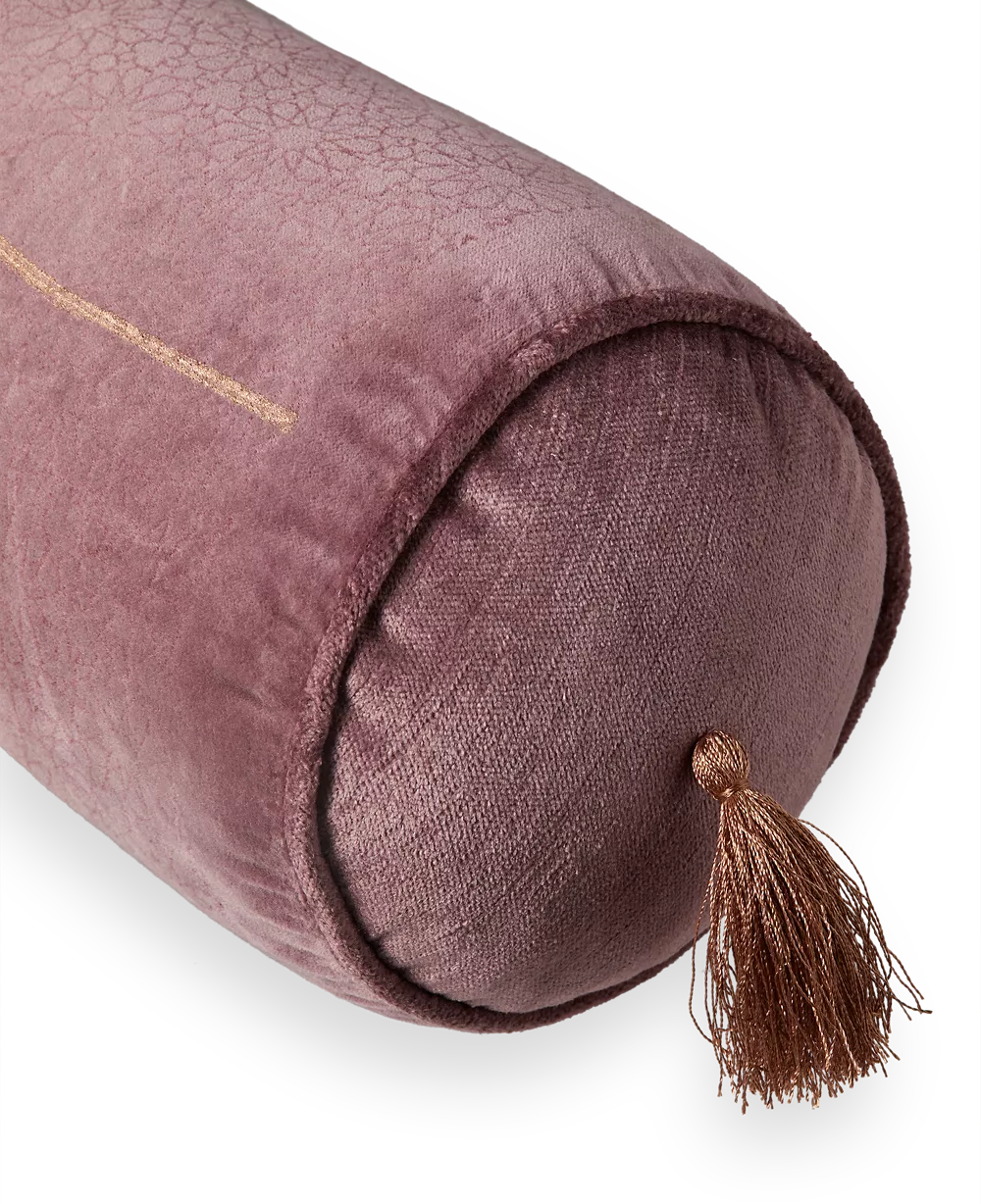 Pink velvet bolster pillow sale