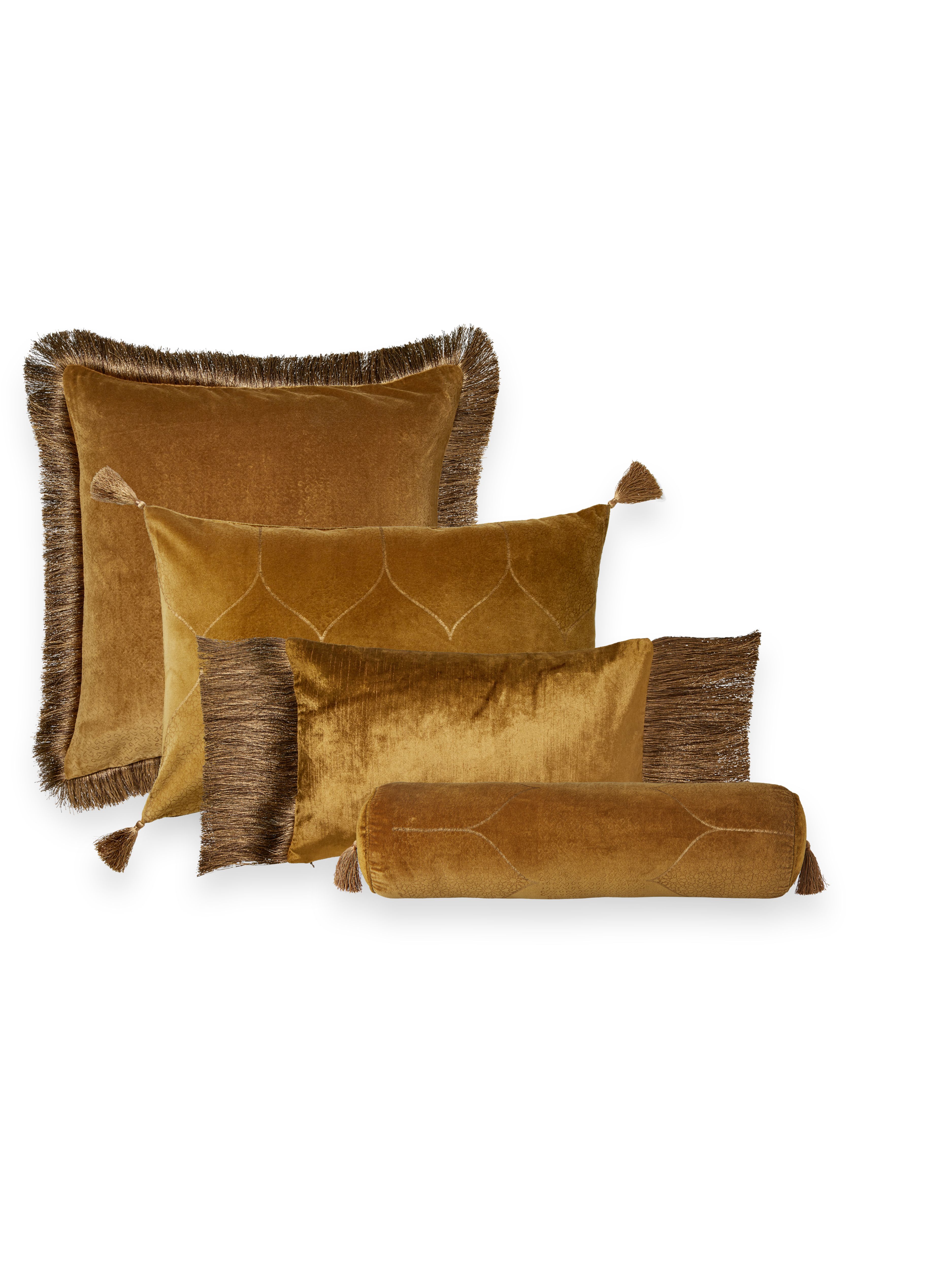 Vellore Cotton Velvet Bolster Cushion Golden Mocha