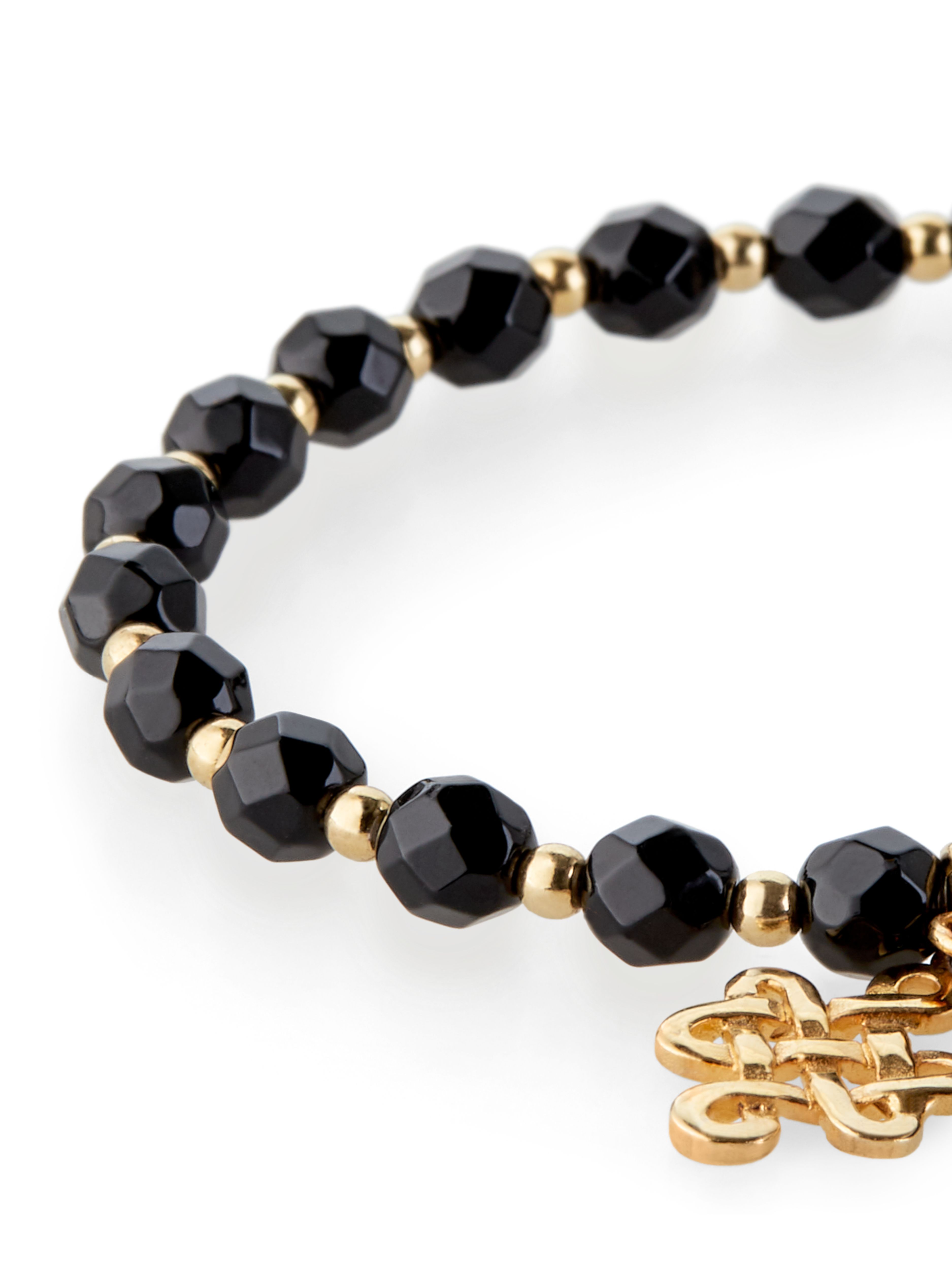 Black Onyx Infinity Bead Bracelet Gold Plated