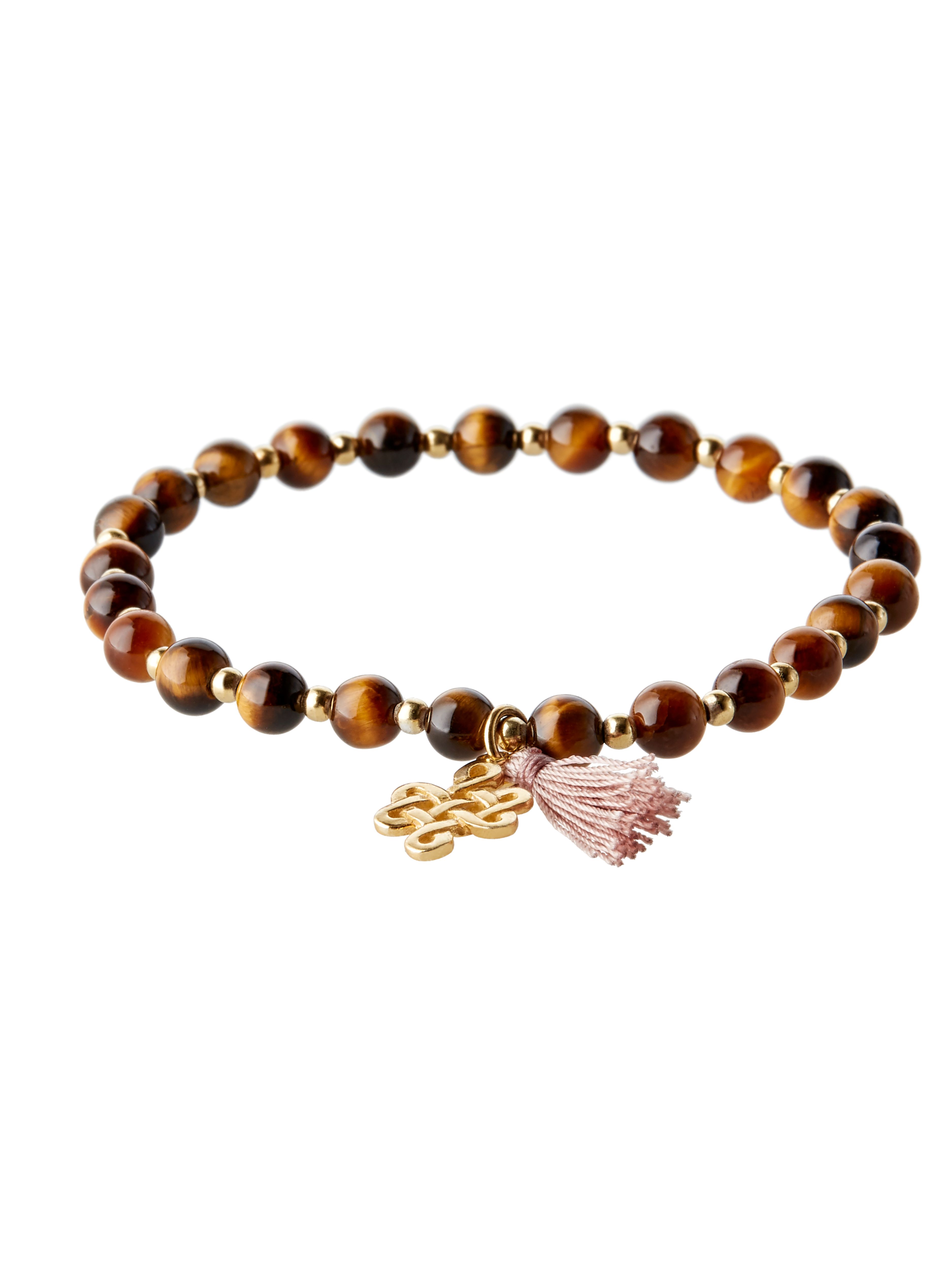 Tiger Eye Infinity Bead Bracelet Gold Plated