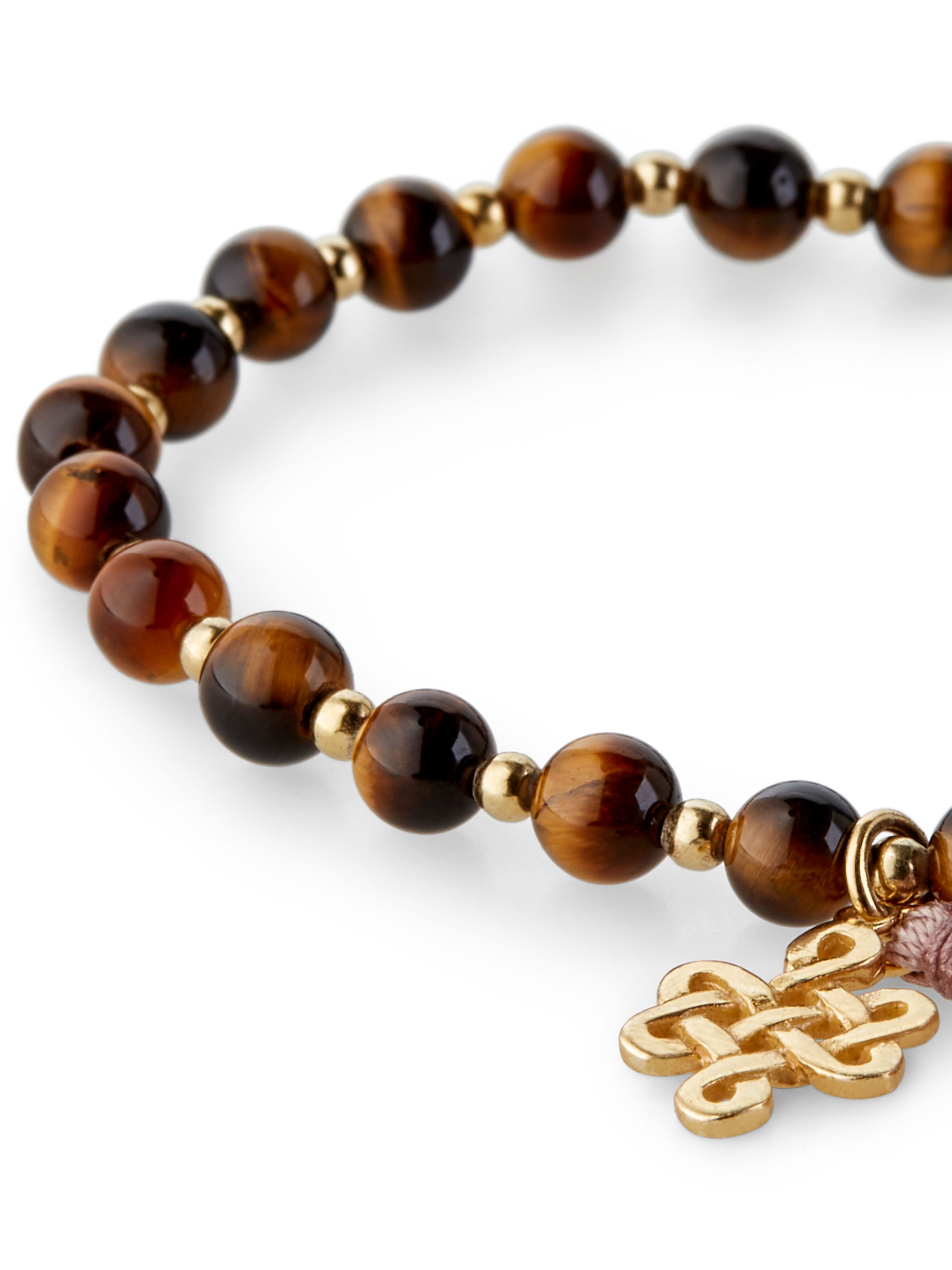 Tiger Eye Infinity Bead Bracelet Gold Plated