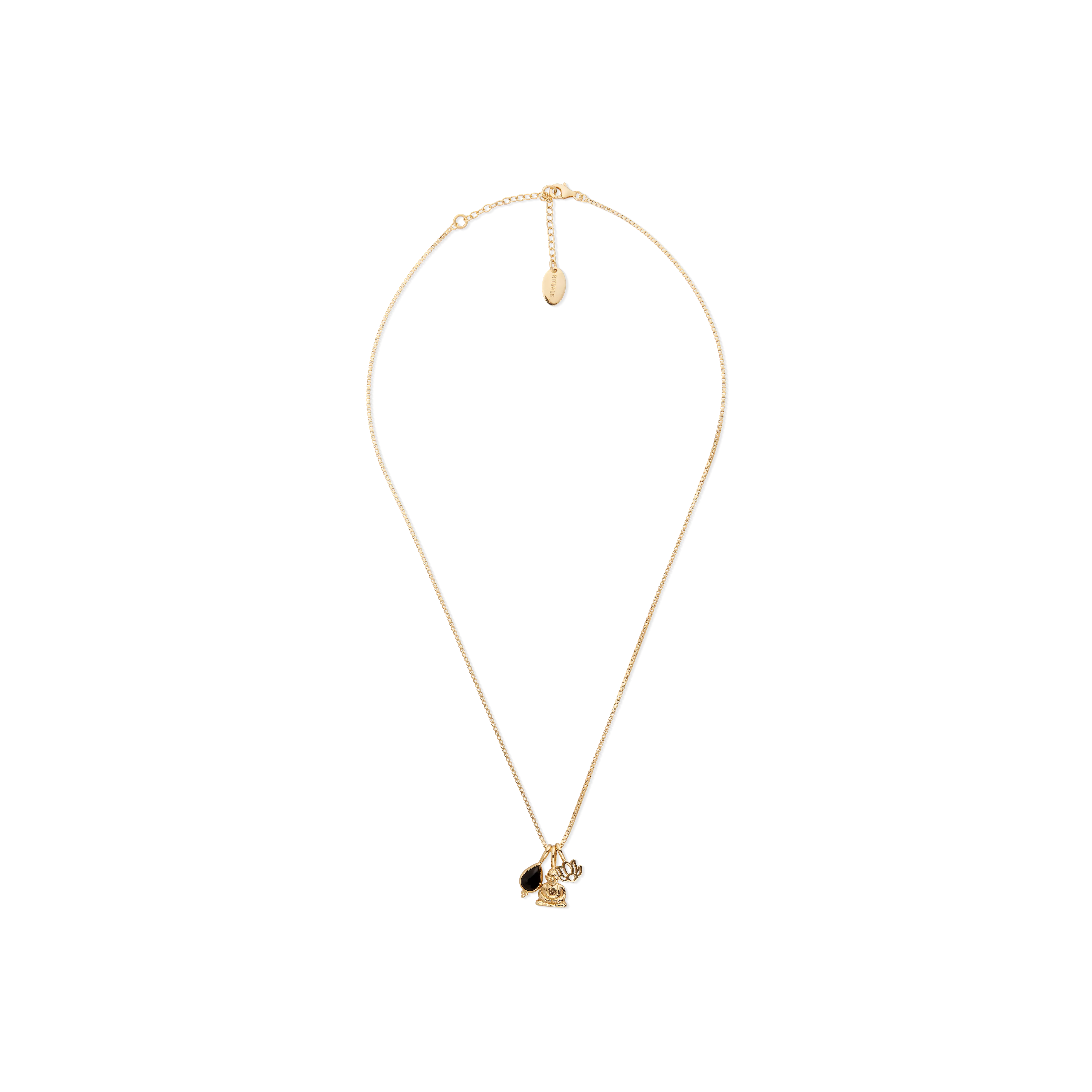 Vergoldete Kette mit Schmucksteinen, houseofrituals, Schwarz, 925er Sterlingsilber, mit 18-karätigem Gold beschichtet; Schmucksteine: Schwarzer Onyx, RITUALS