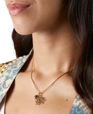 vergulde halsketting met edelsteen