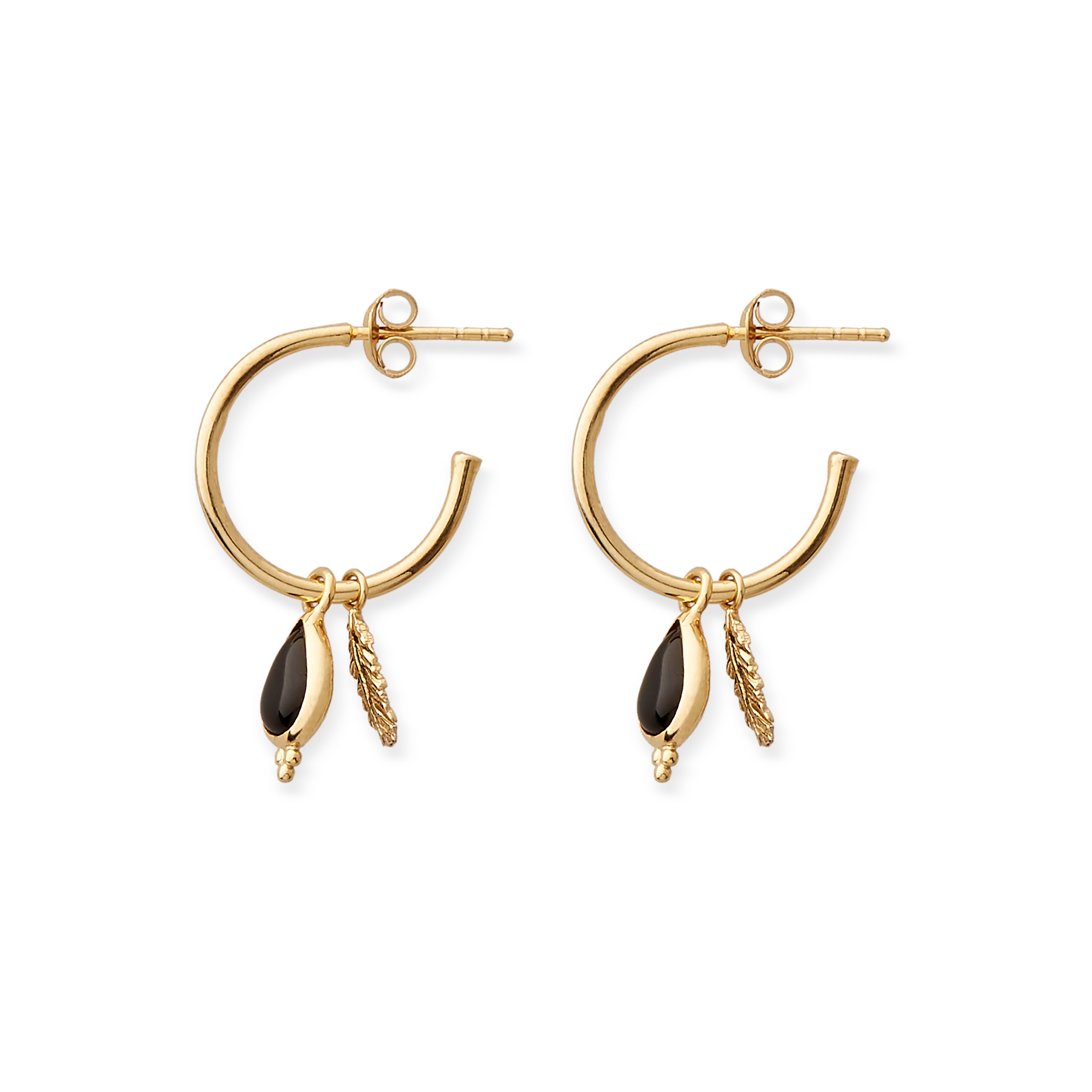 Vergoldete Ohrringe mit Schmuckstein, houseofrituals, Schwarz, 925er Sterlingsilber, mit 18-karätigem Gold beschichtet; Schmucksteine: Schwarzer Onyx, RITUALS