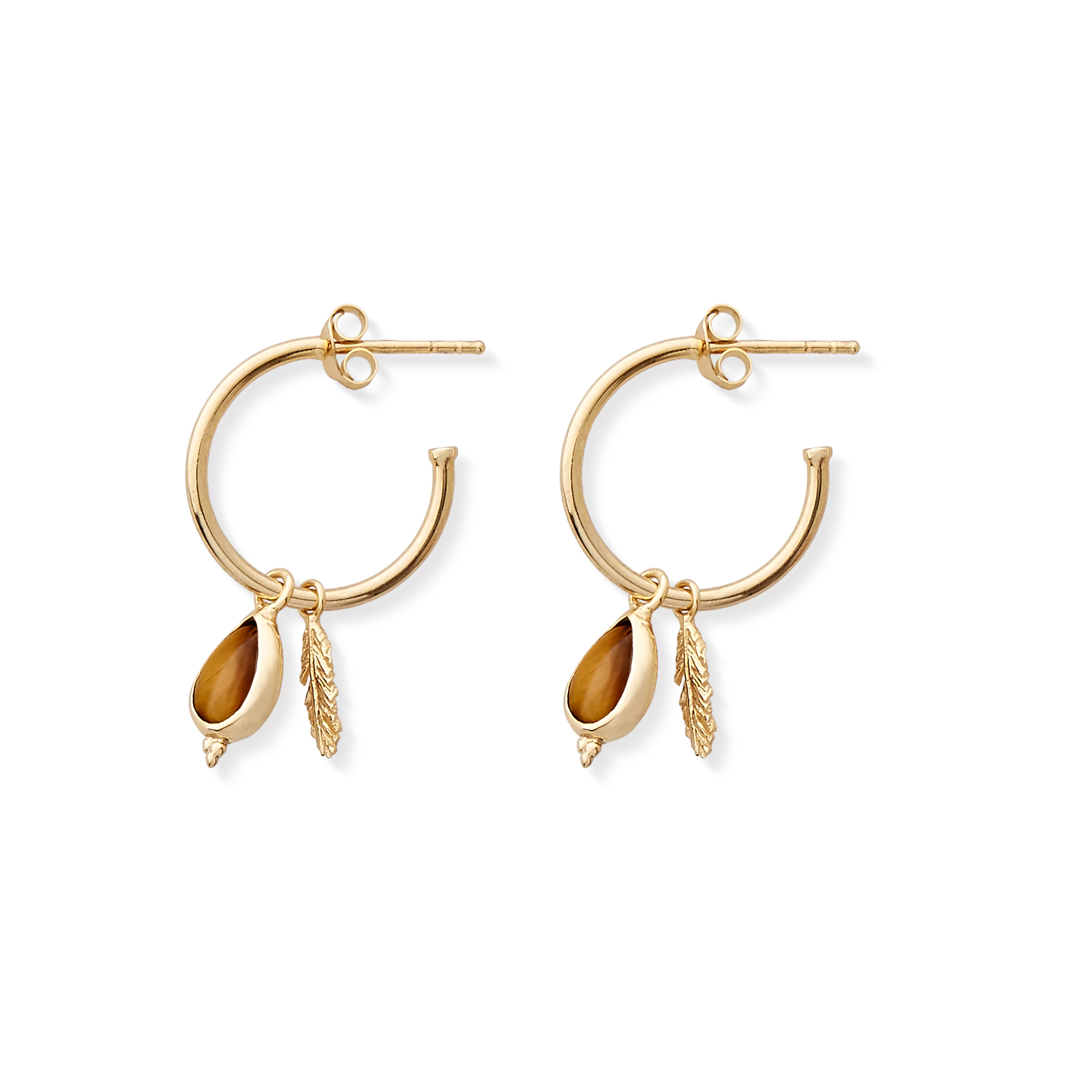 Vergoldete Ohrringe mit Schmuckstein, houseofrituals, Braun, 925er Sterlingsilber, mit 18-karätigem Gold beschichtet; Schmucksteine: Tigerauge, RITUALS