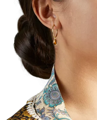 créoles plaquées or avec œil-de-tigre