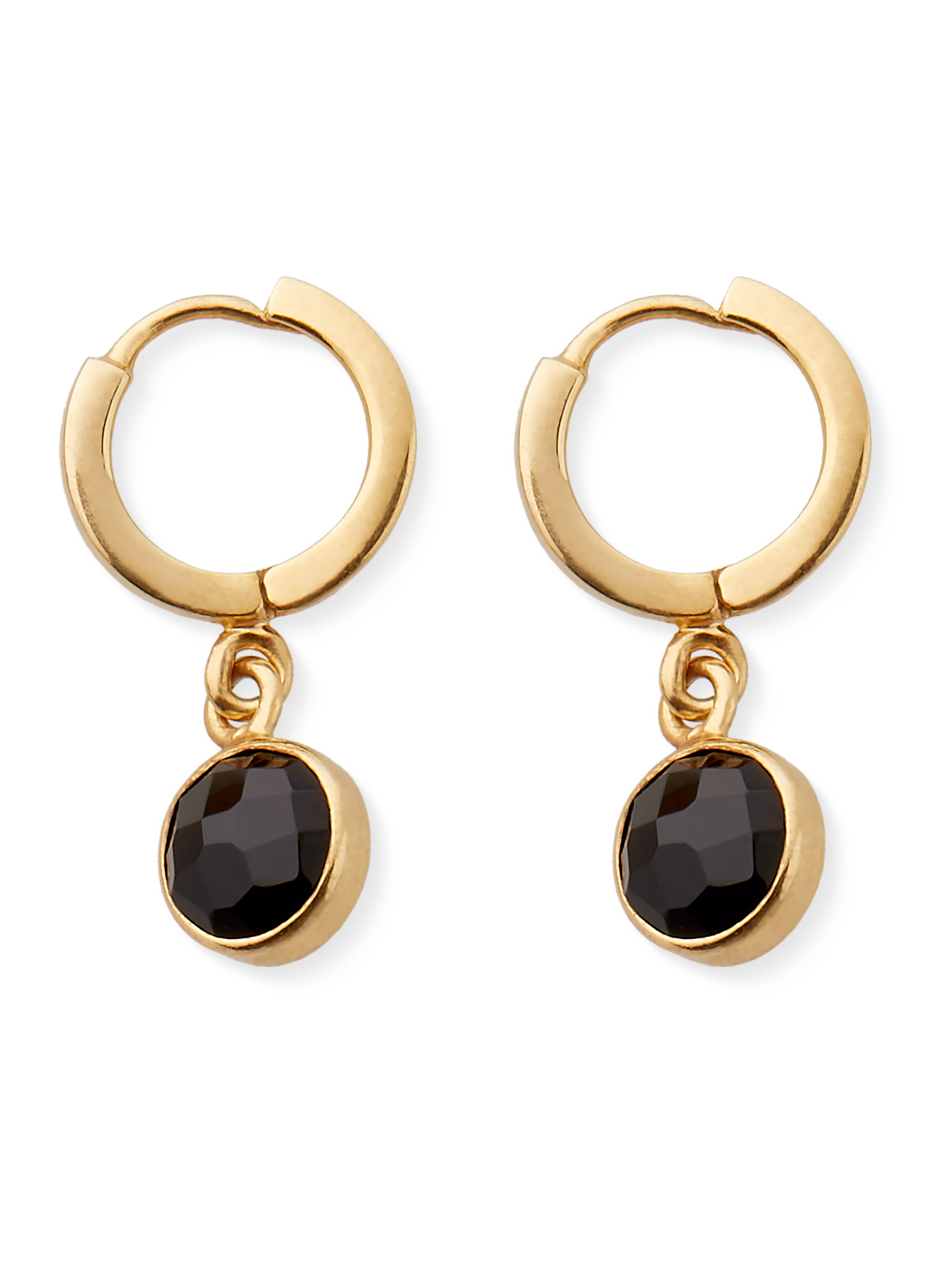 Gold plated earrings with gemstone, houseofrituals, Black, 925 Sterling Silver 18 karat gold plated; Gemstones: Black Onyx, RITUALS