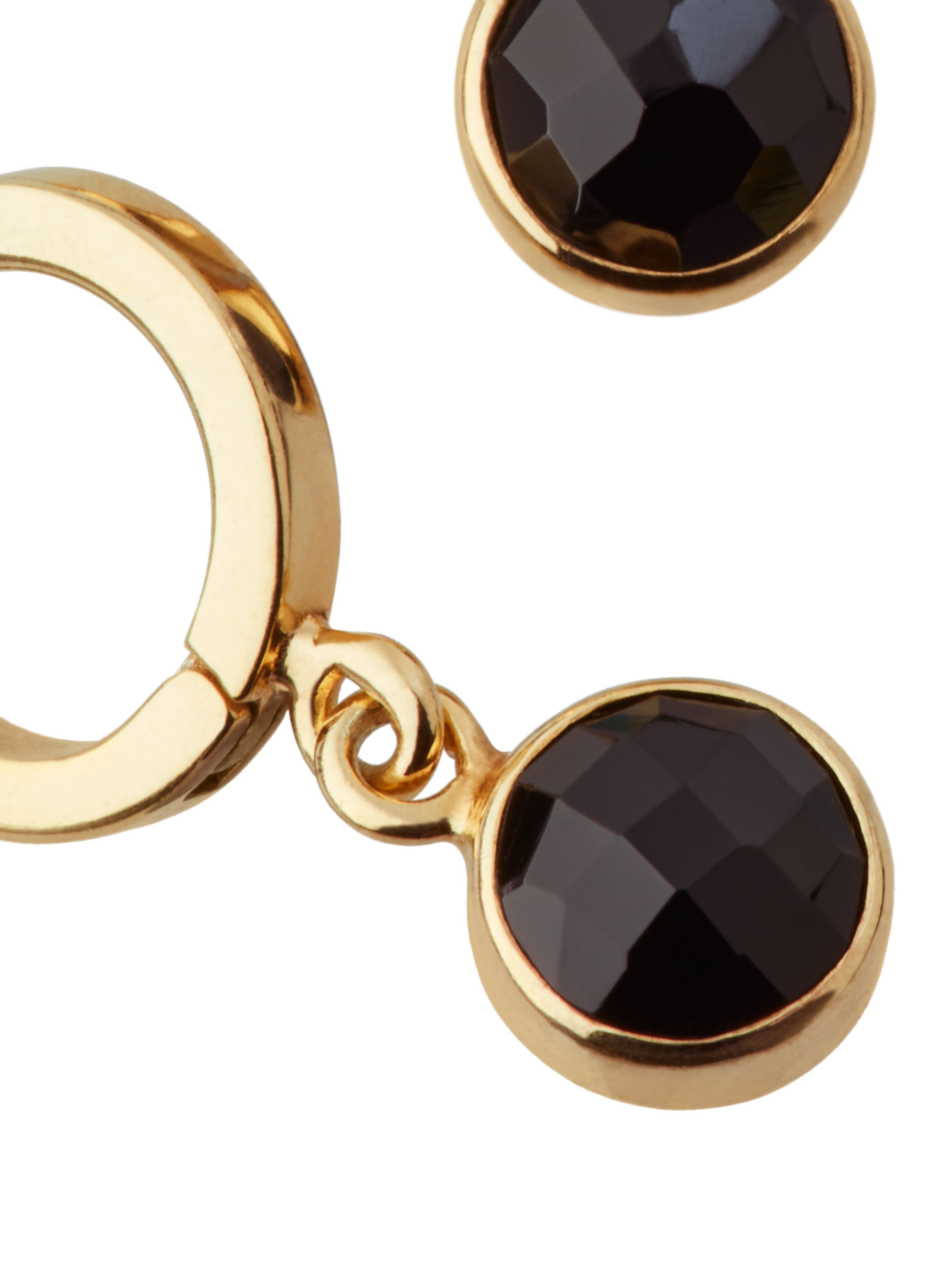 Black Onyx Hoops Round Cut Gold Plated