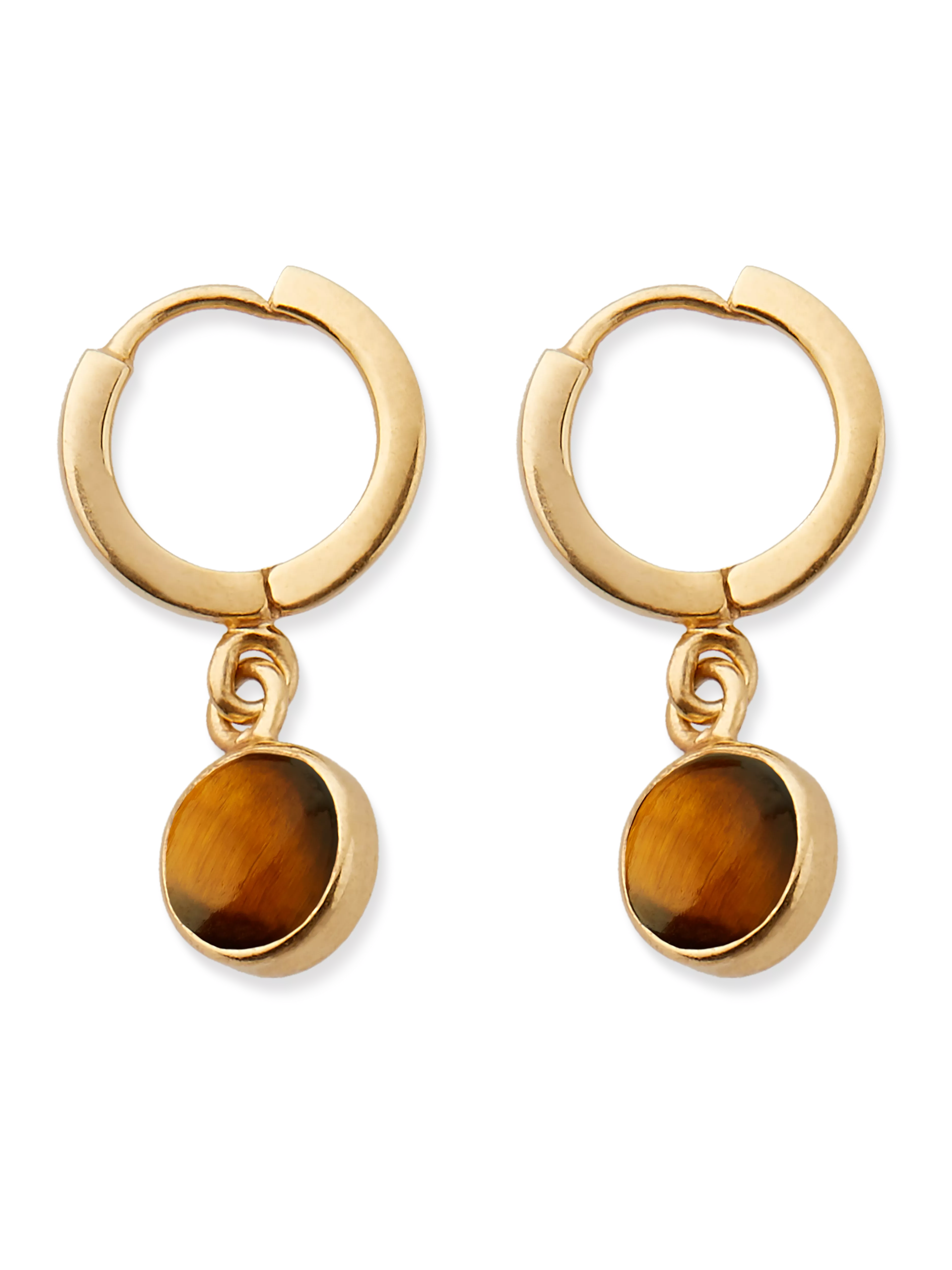 Gold plated earrings with gemstone, houseofrituals, Brown, 925 Sterling Silver 18 karat gold plated; Gemstones: Tiger Eye, RITUALS