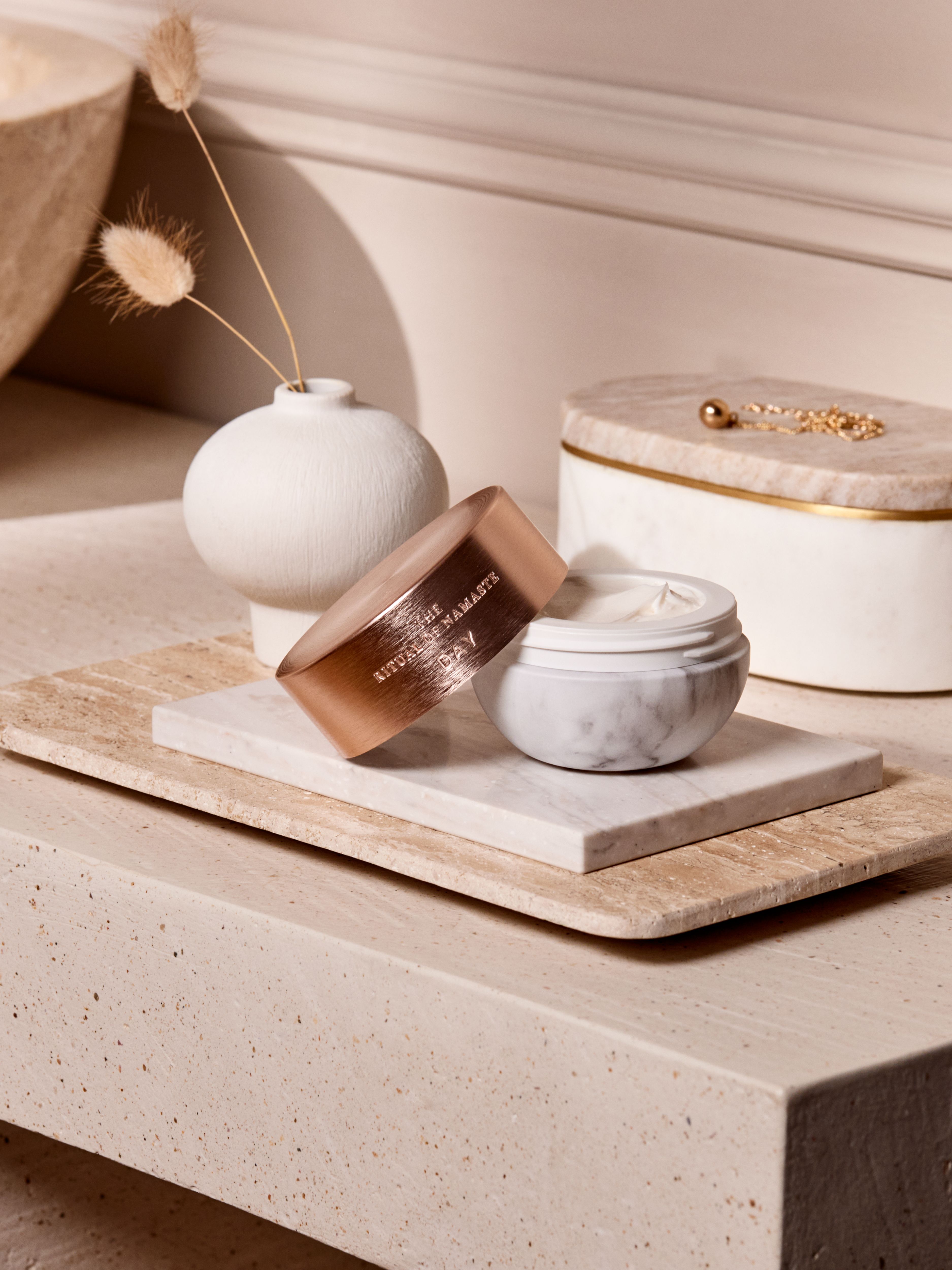 The Ritual of Namaste Glow Anti-Ageing Day Cream Lifestyle with Product