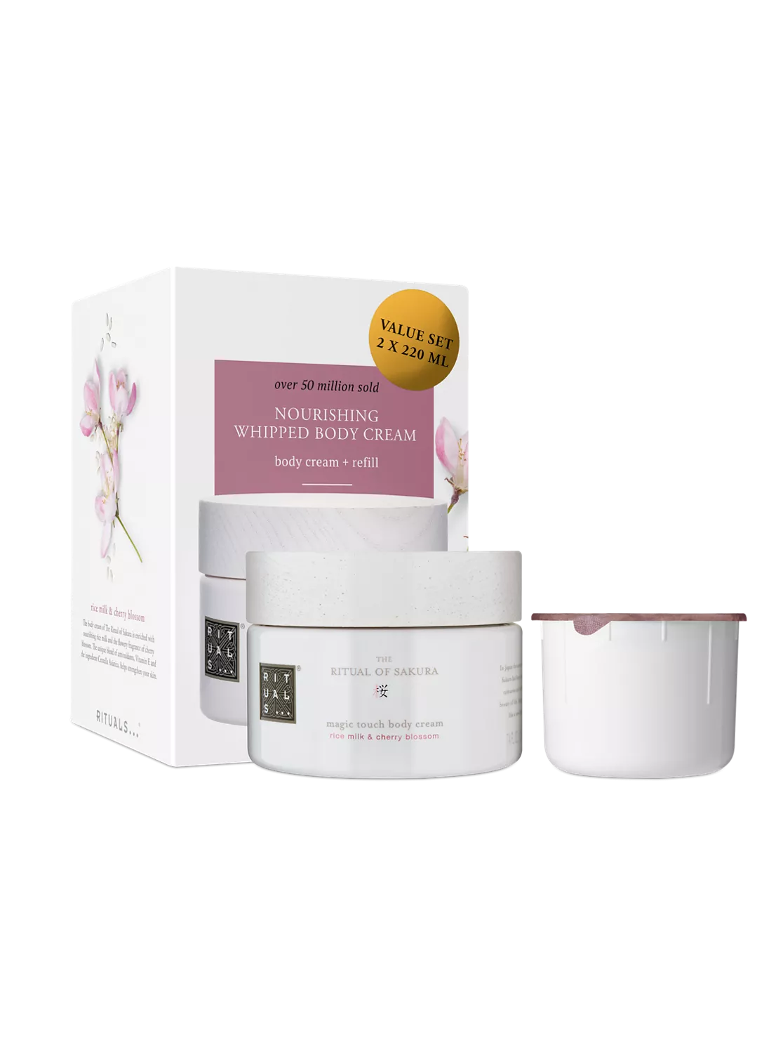 RITUALS Sakura Body Cream & Refill Set - Moisturizing Body Lotion for Dry  Skin - Rice Milk & Cherry Blossom - 7.4 oz (2 Pack)