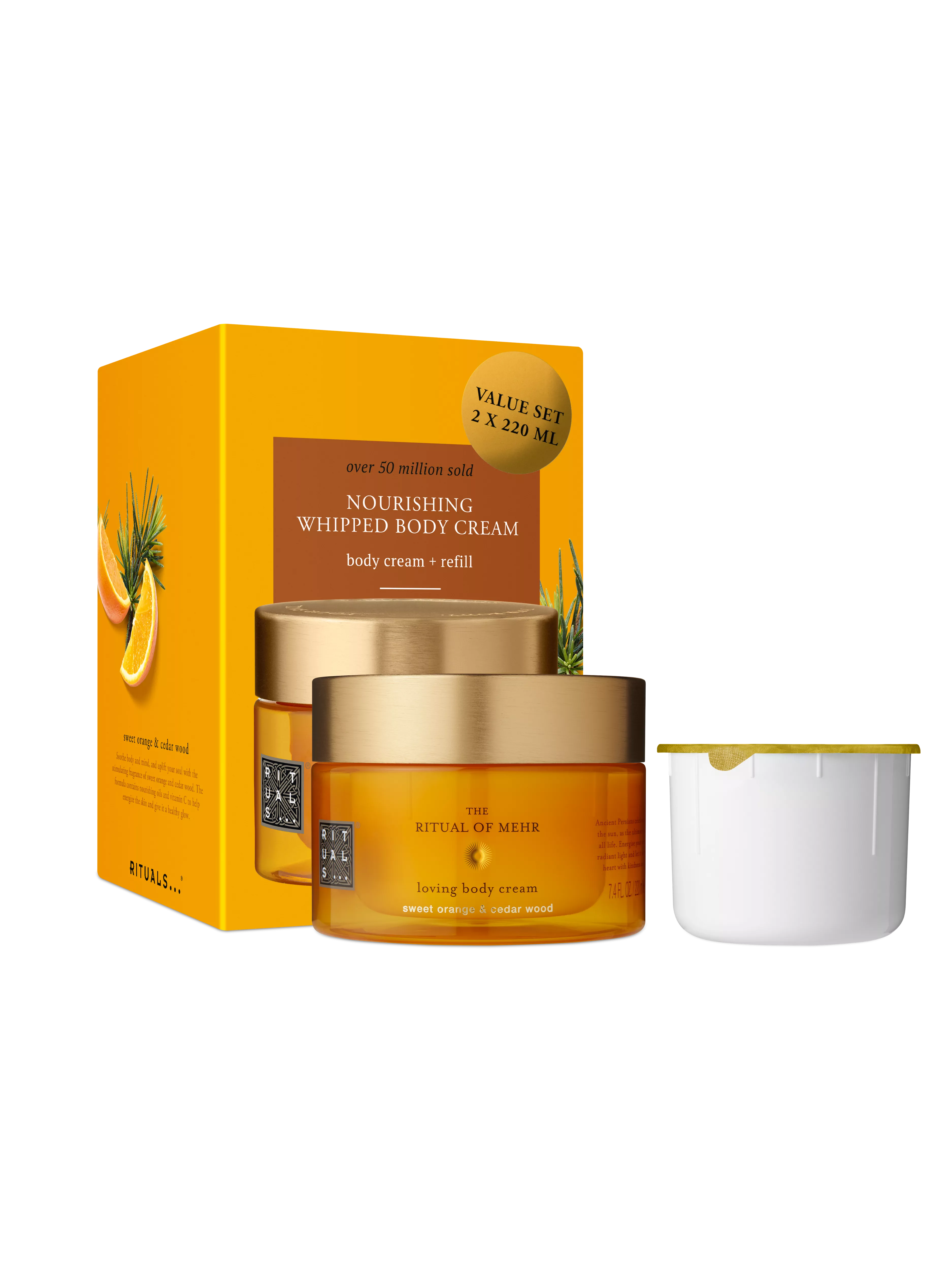 bodycrème 220ml, bodycrème navulling 220ml, mehr, Oranje, 440 ml, RITUALS