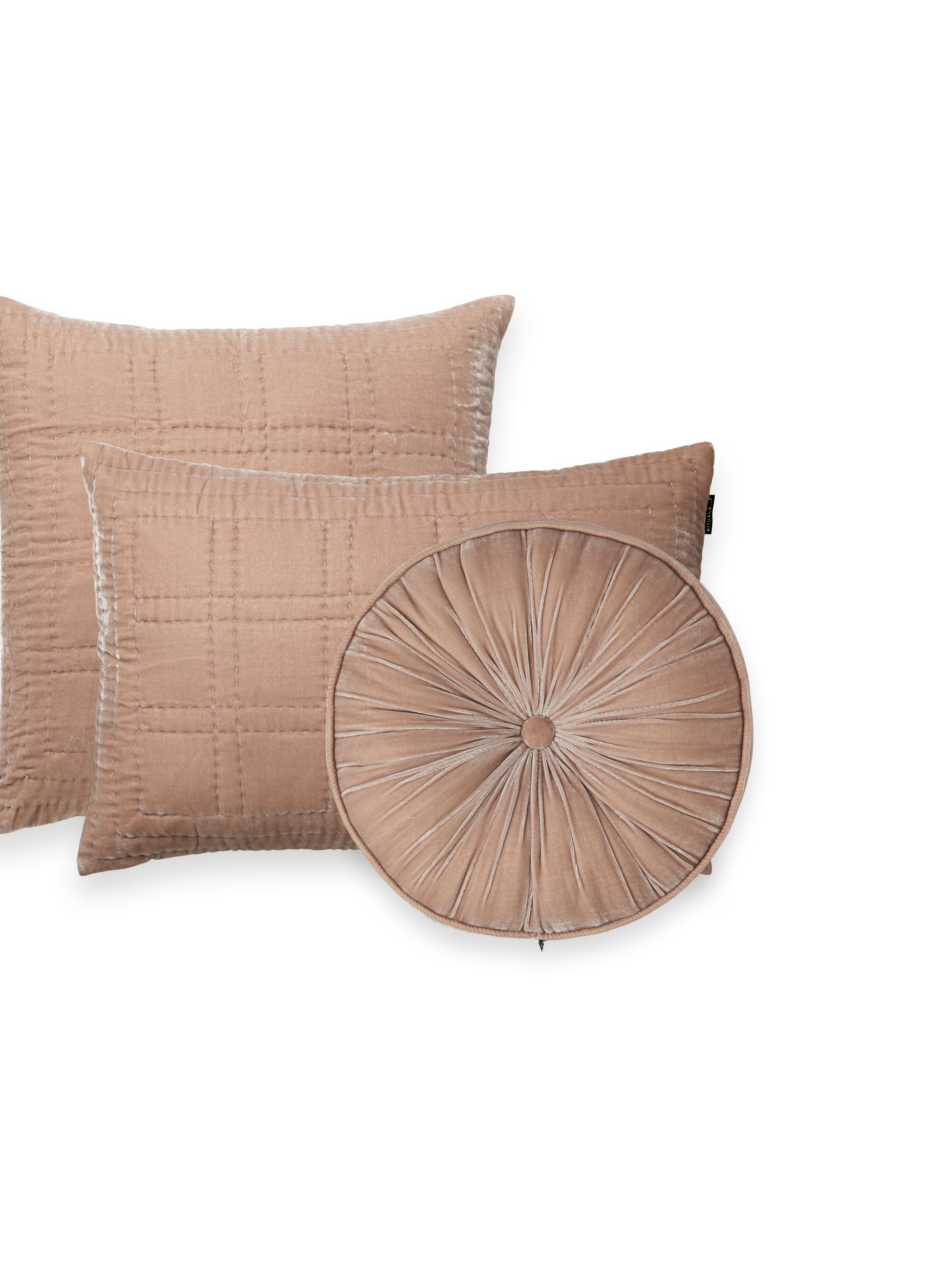 Saigon Silk Velvet Round Cushion Dune Beige
