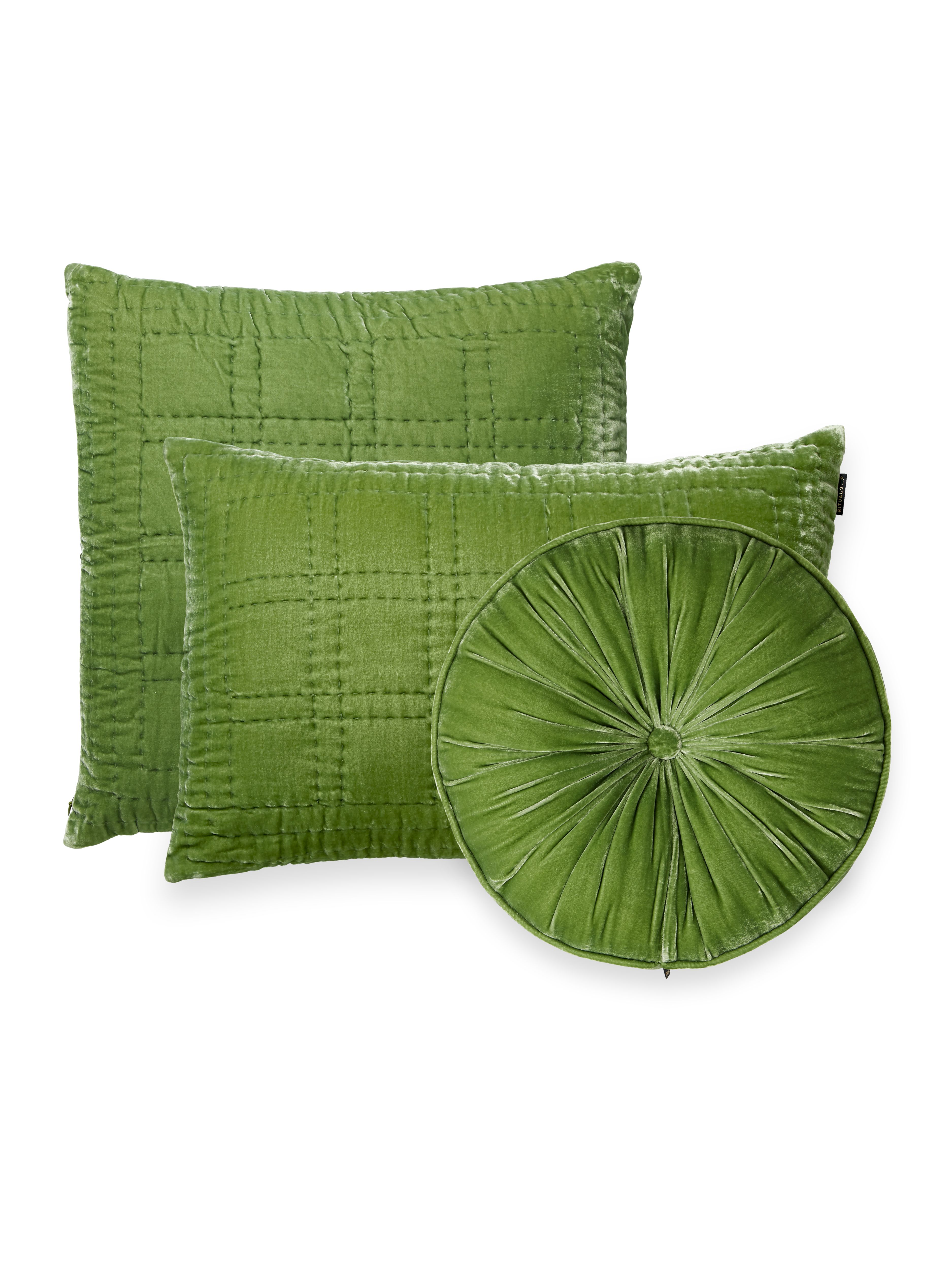 Saigon Silk Velvet Round Cushion Spring Green