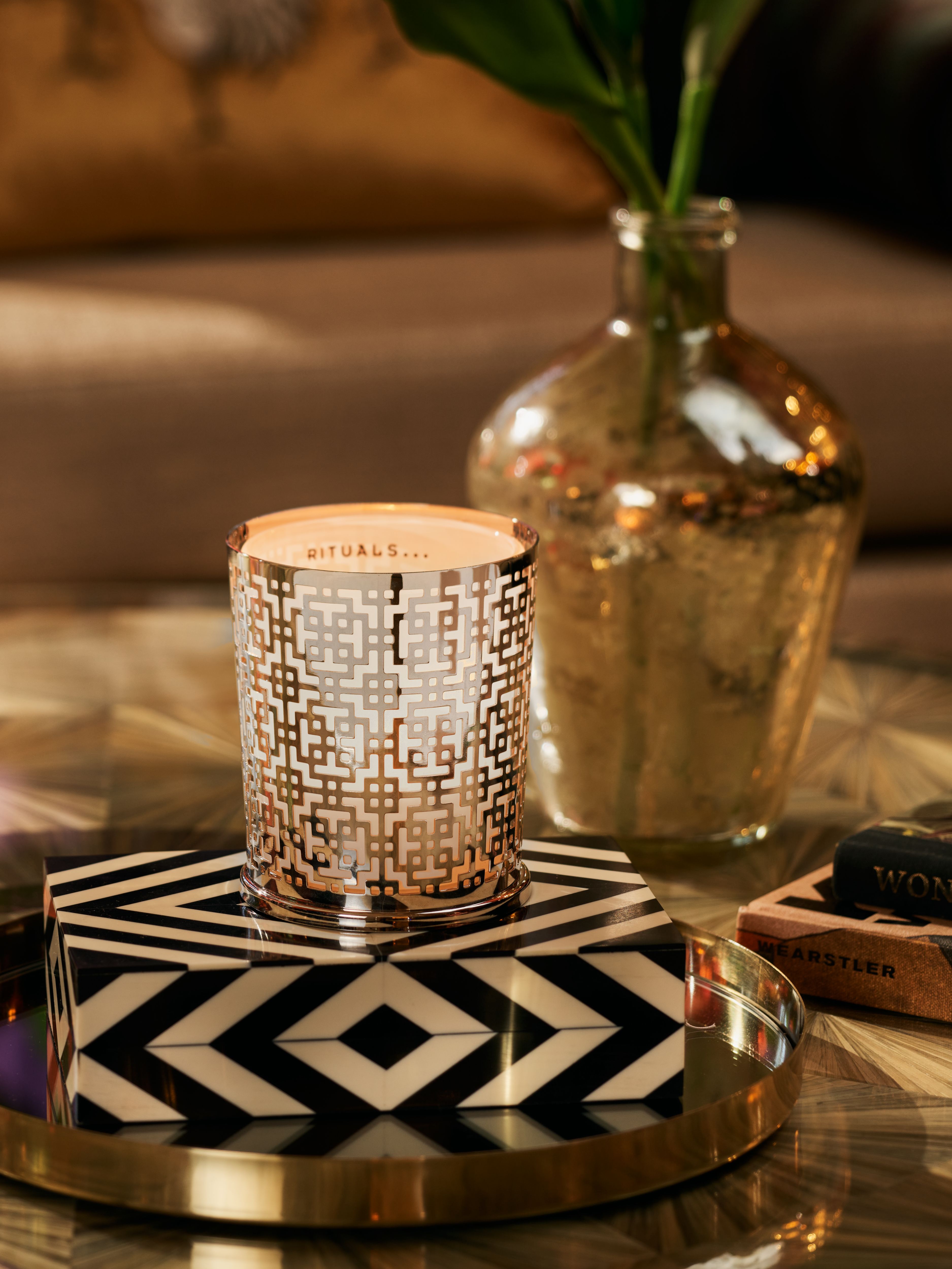 Luxury Candle Holder - Metal Window Silver Lifestyle with Product