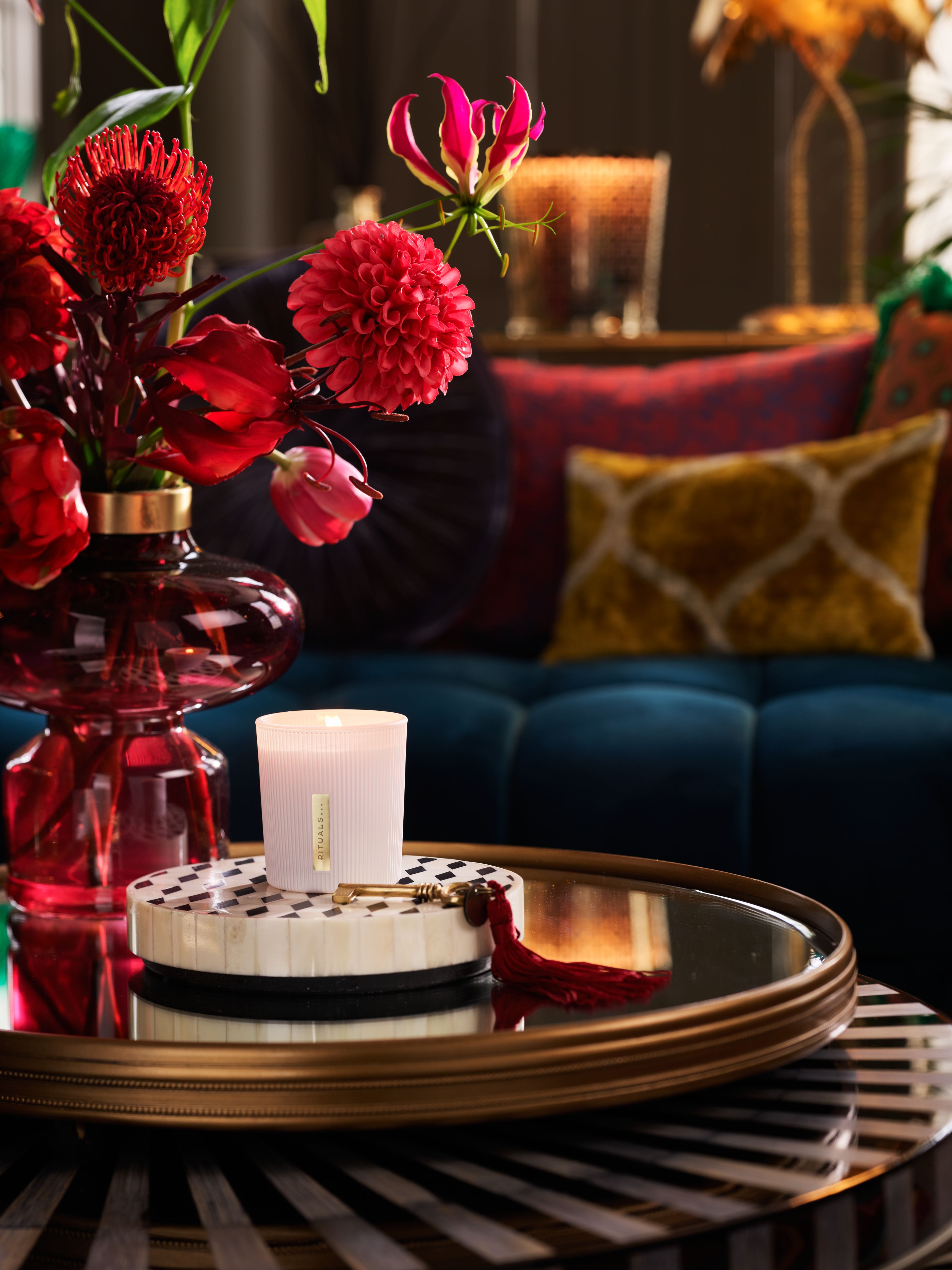 GWP Sakura Mini Ribbed Candle 2023 Lifestyle with Product