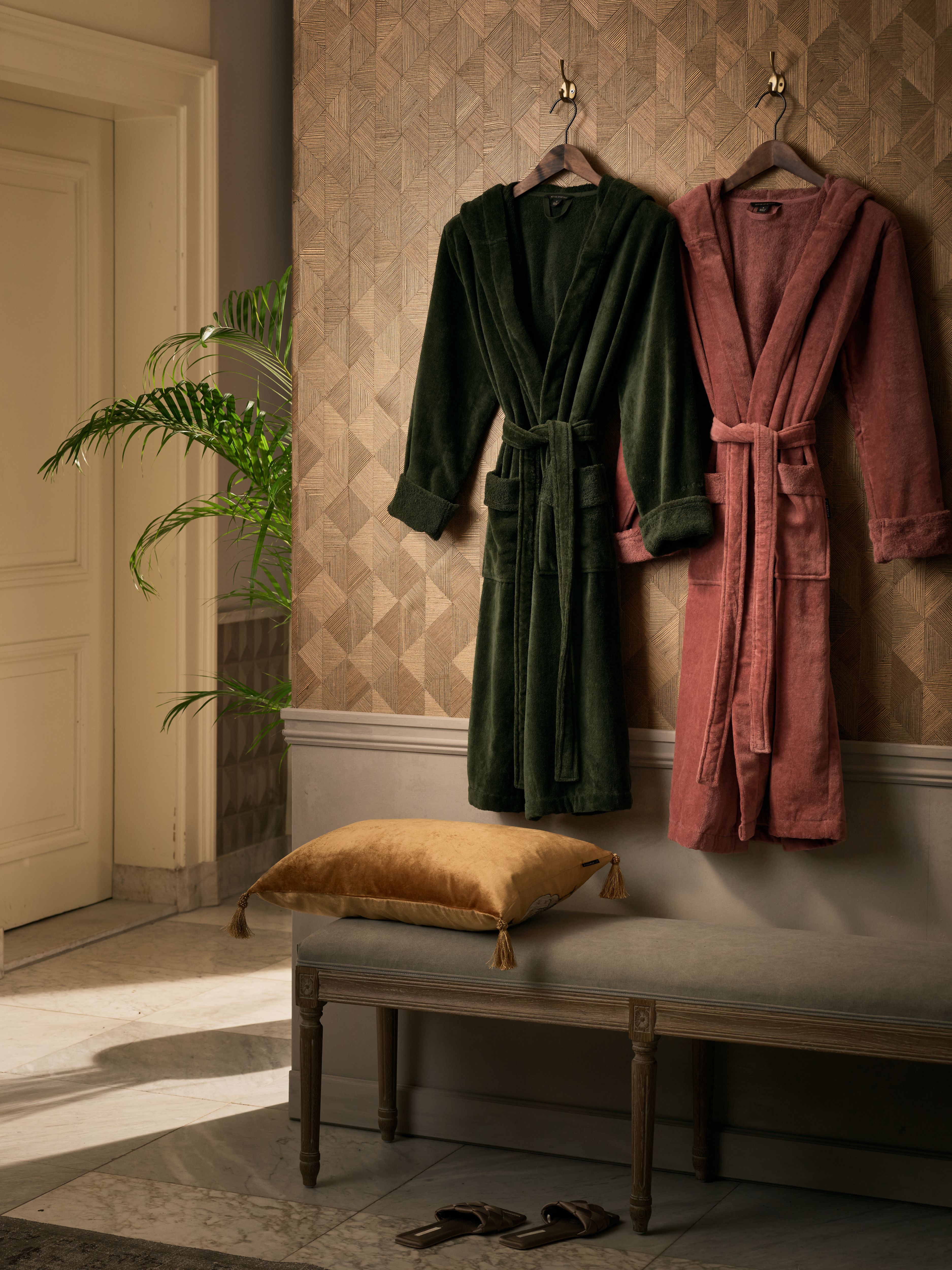 Cotton Bathrobe Women Lifestyle with Product