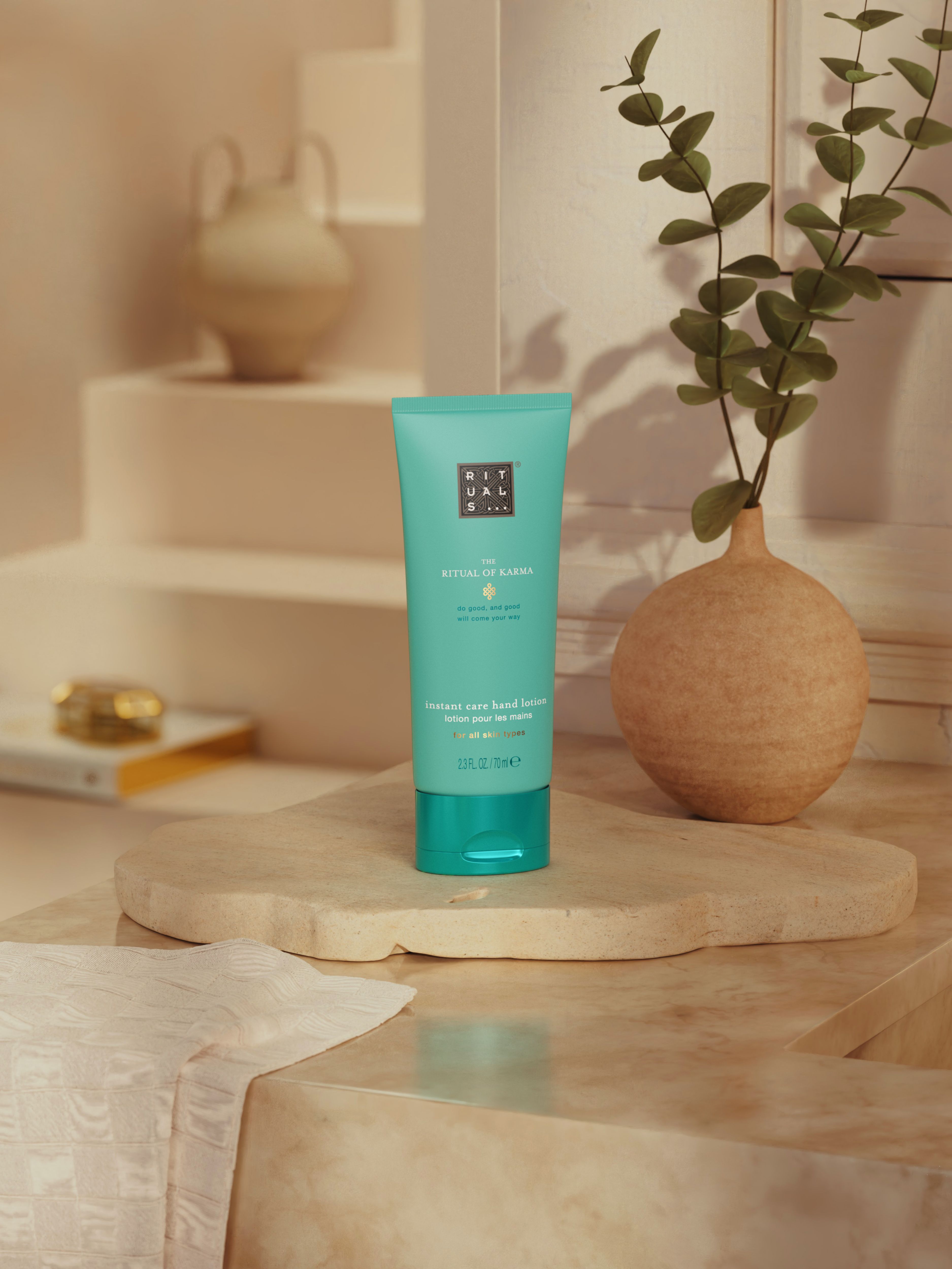 The Ritual of Karma Hand Lotion 70ml Lifestyle with Product