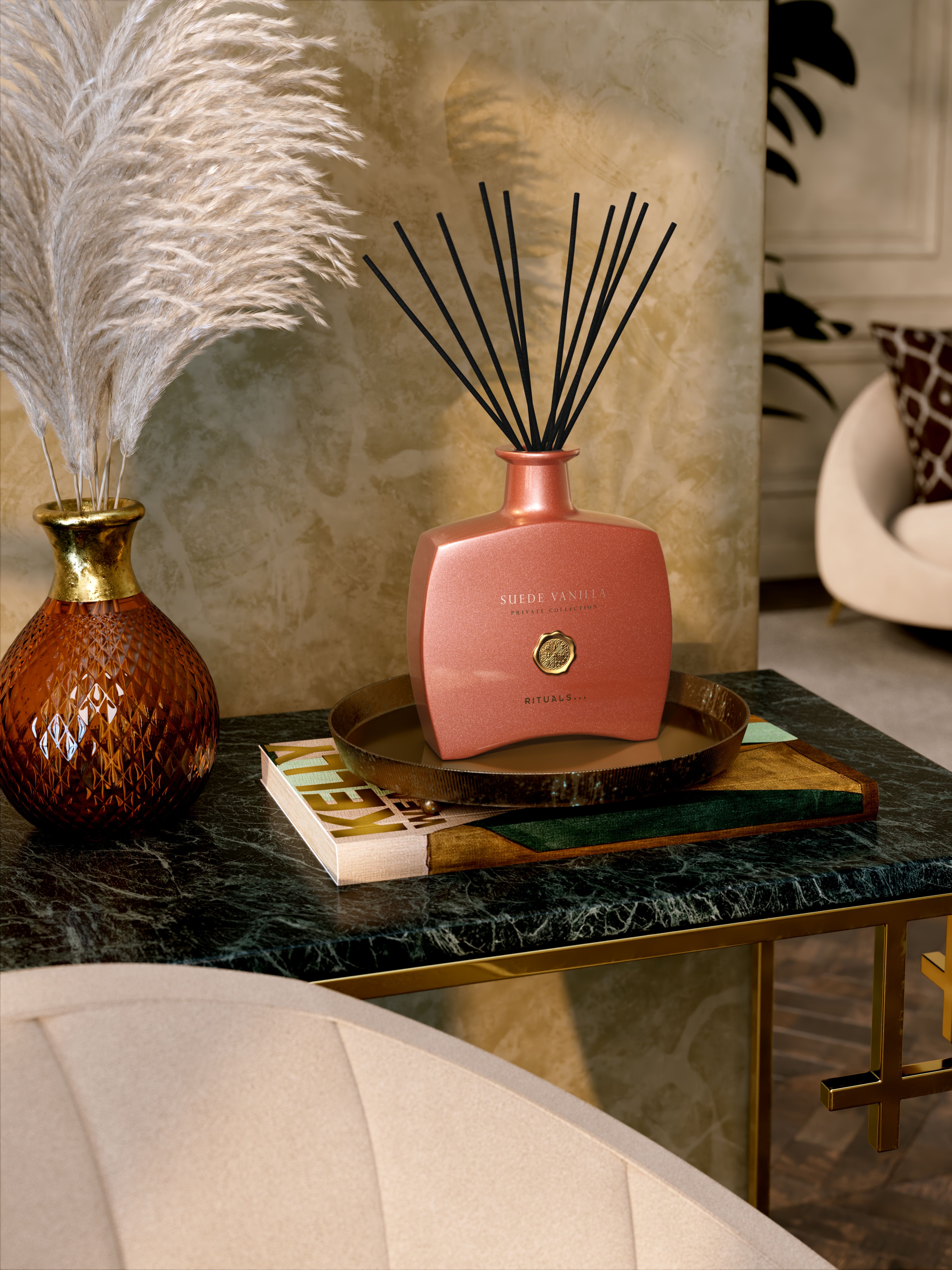 Suede Vanilla Fragrance Sticks Lifestyle with Product