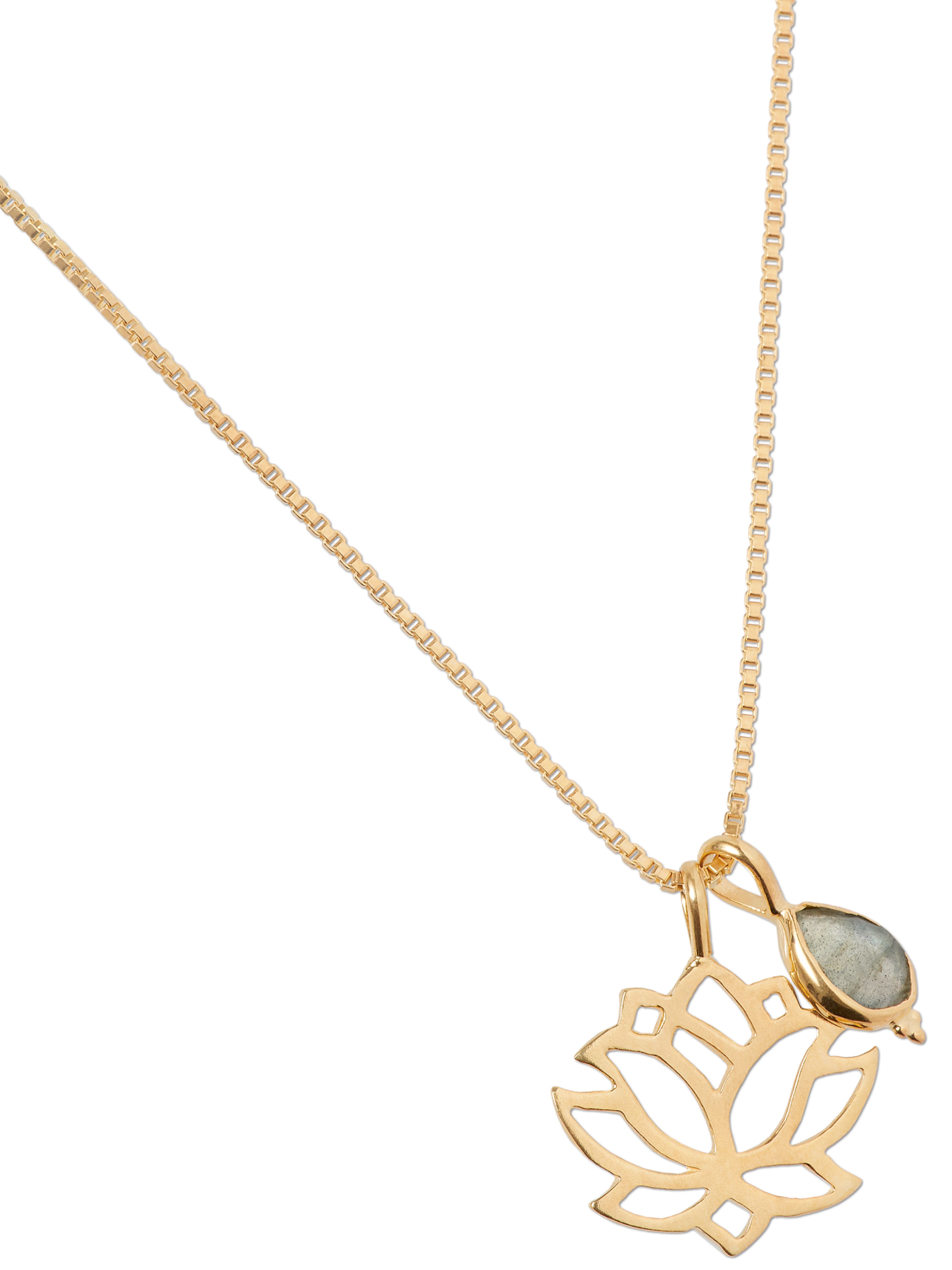 Labradorite Pendant Necklace Gold Plated