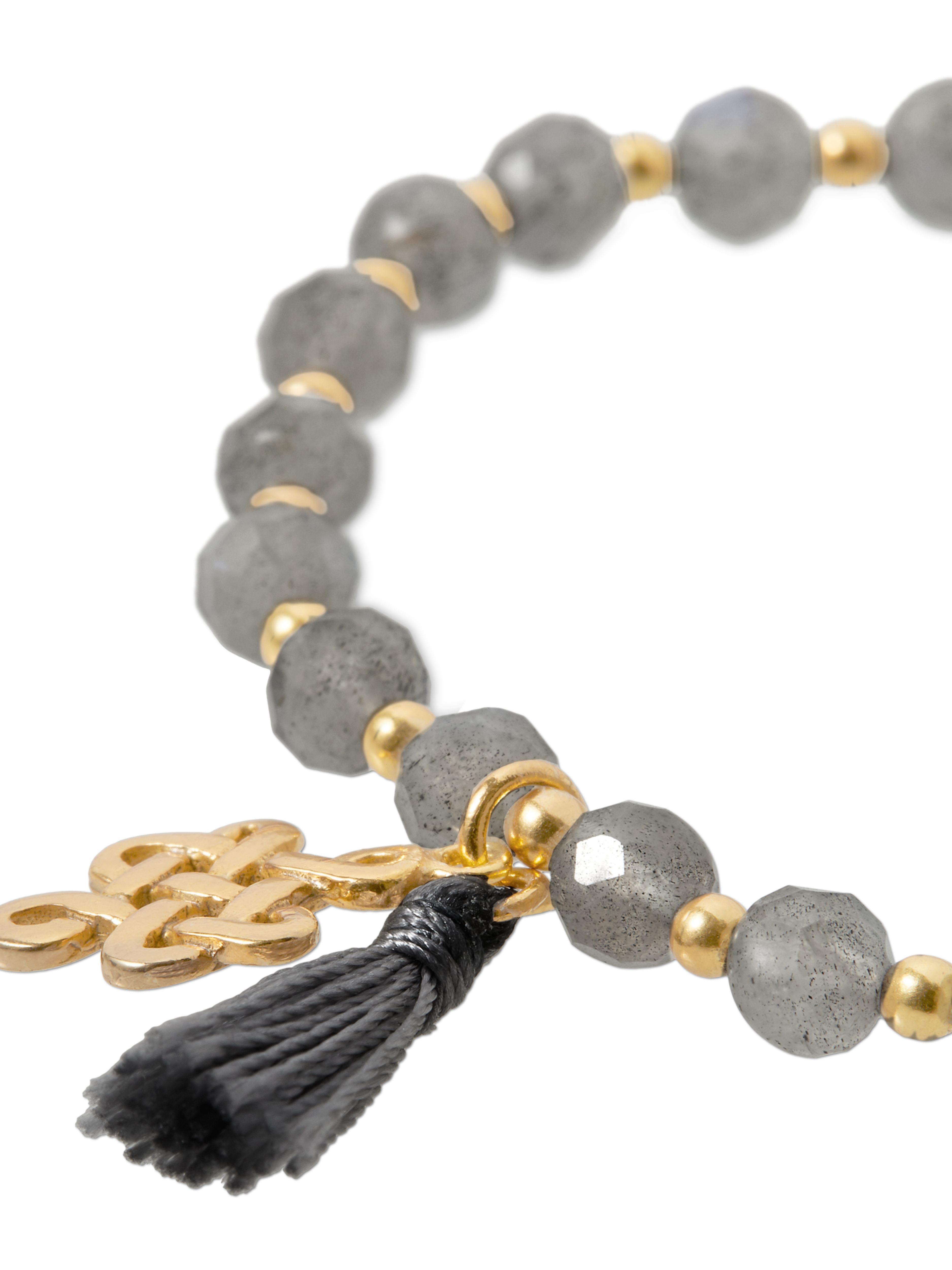 Labradorite Infinity Bead Bracelet Gold Plated