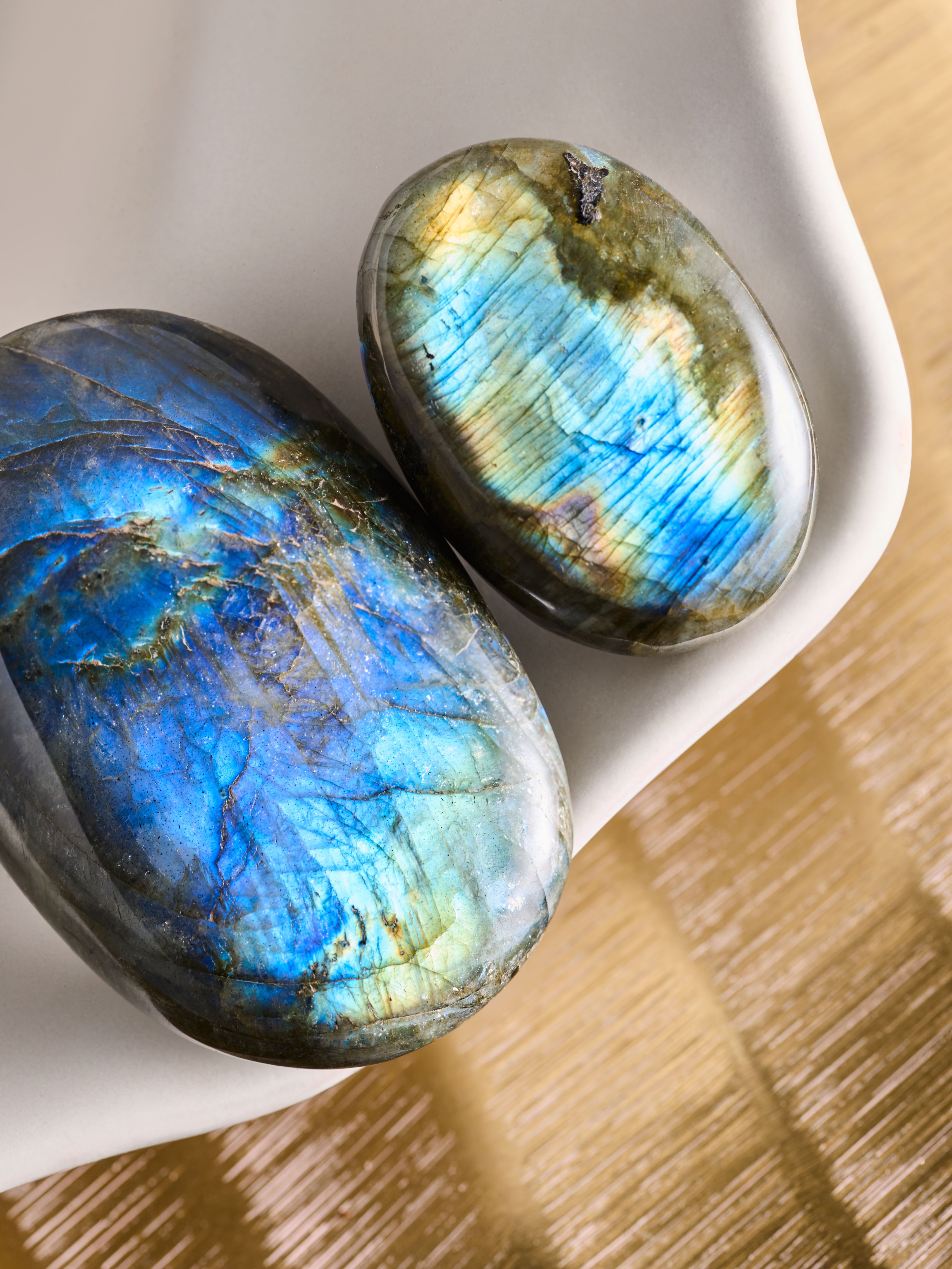 Labradorite Pendant Necklace Gold Plated Lifestyle with Product Elements