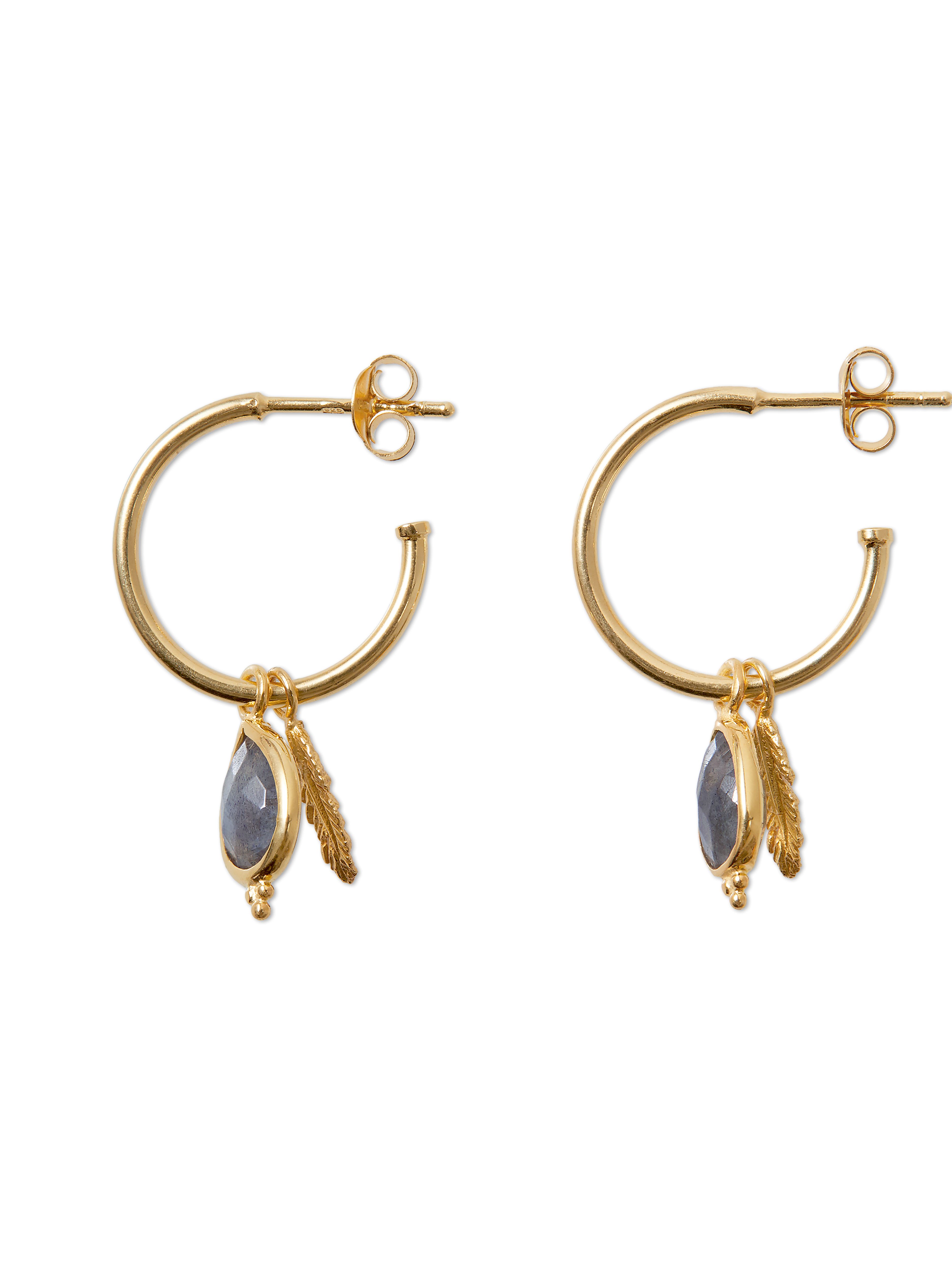 Labradorite Pendant Hoops Gold Plated