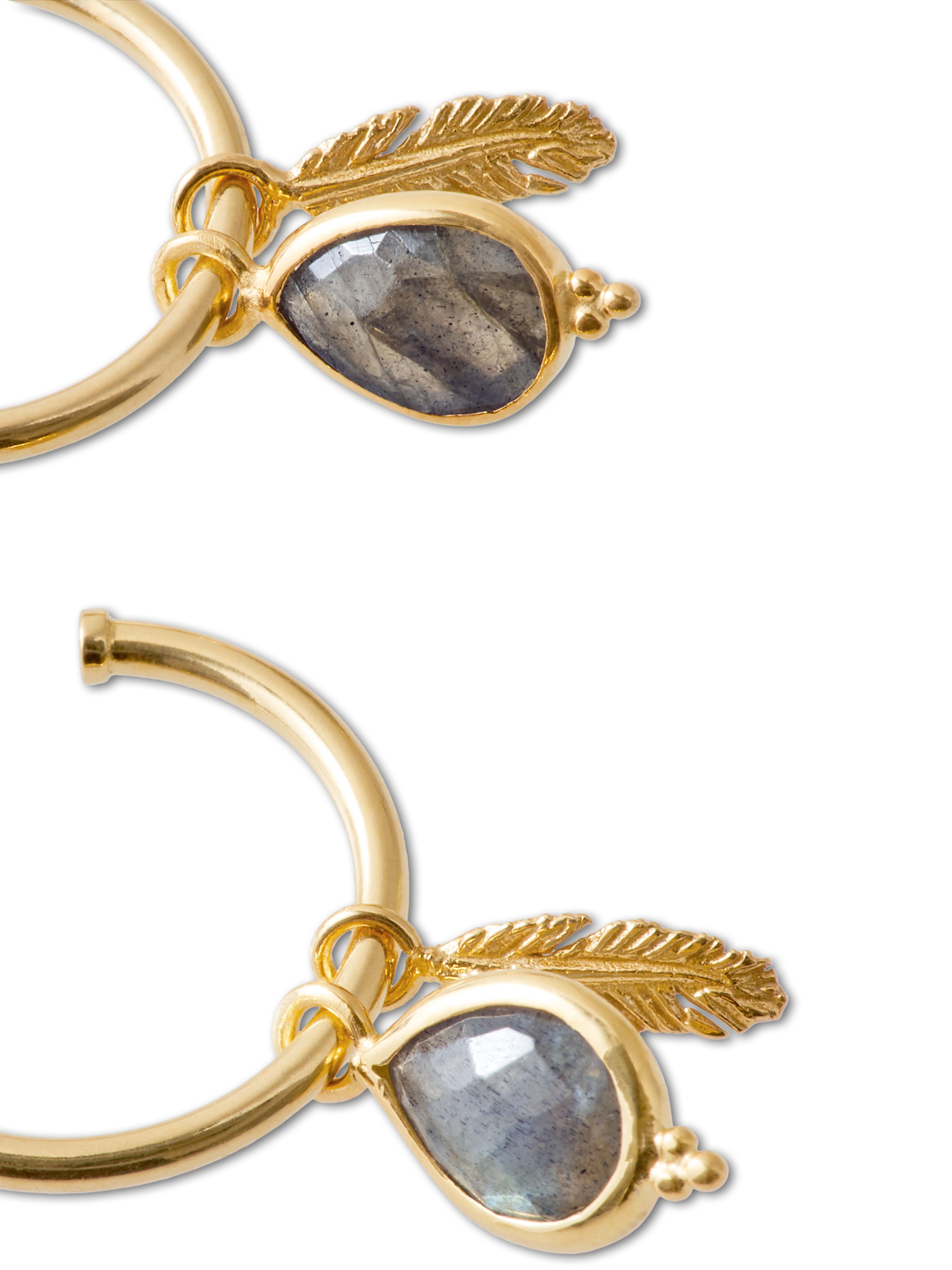 Labradorite Pendant Hoops Gold Plated