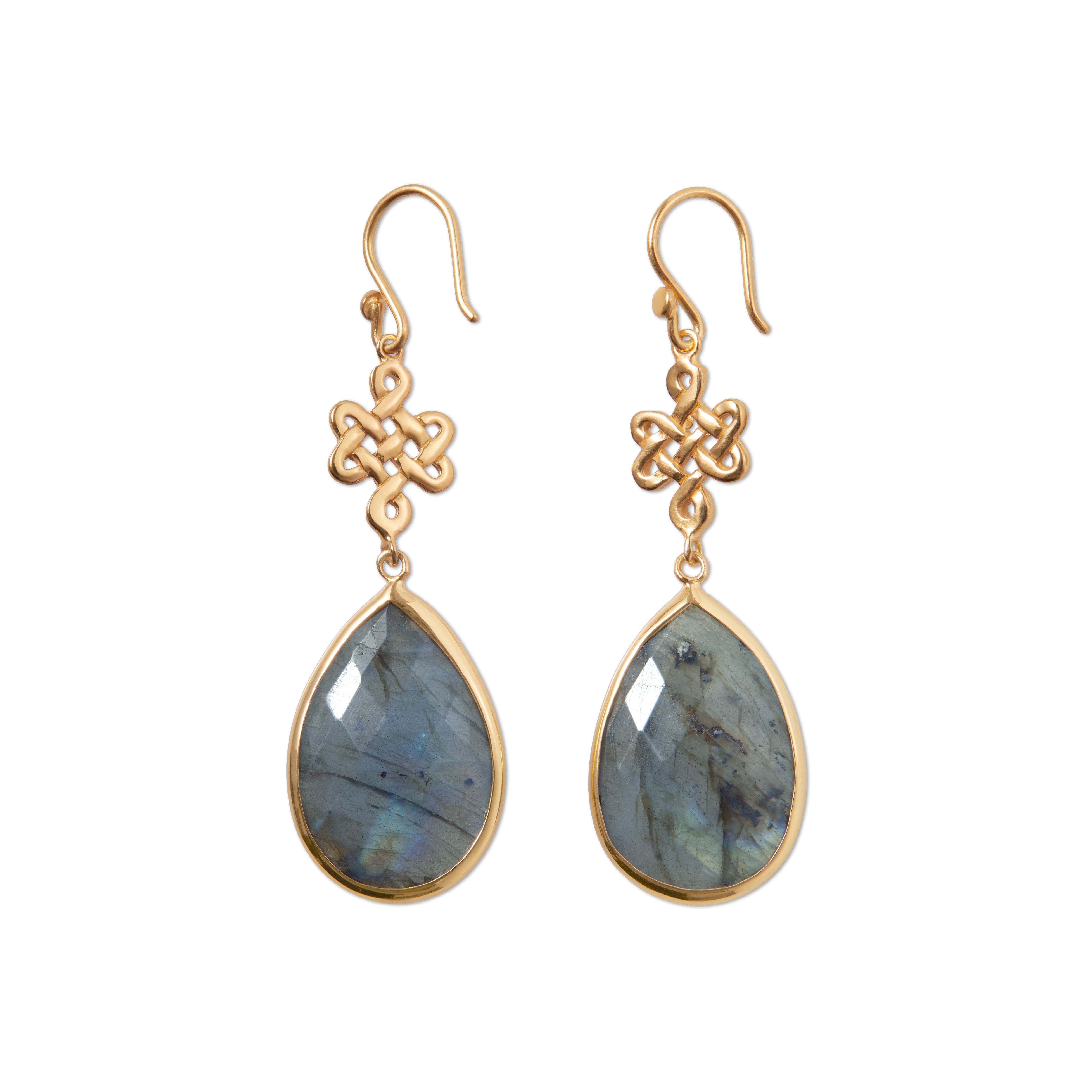 boucles d’oreilles plaqué or avec labradorite taille poire, houseofrituals, Grey, Argent sterling 925 plaqué or 18 carats ; pierres fines : labradorite, RITUALS