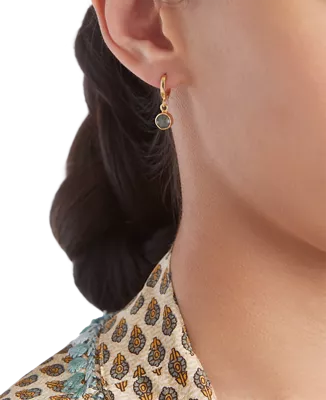 gold plated earrings with gemstone