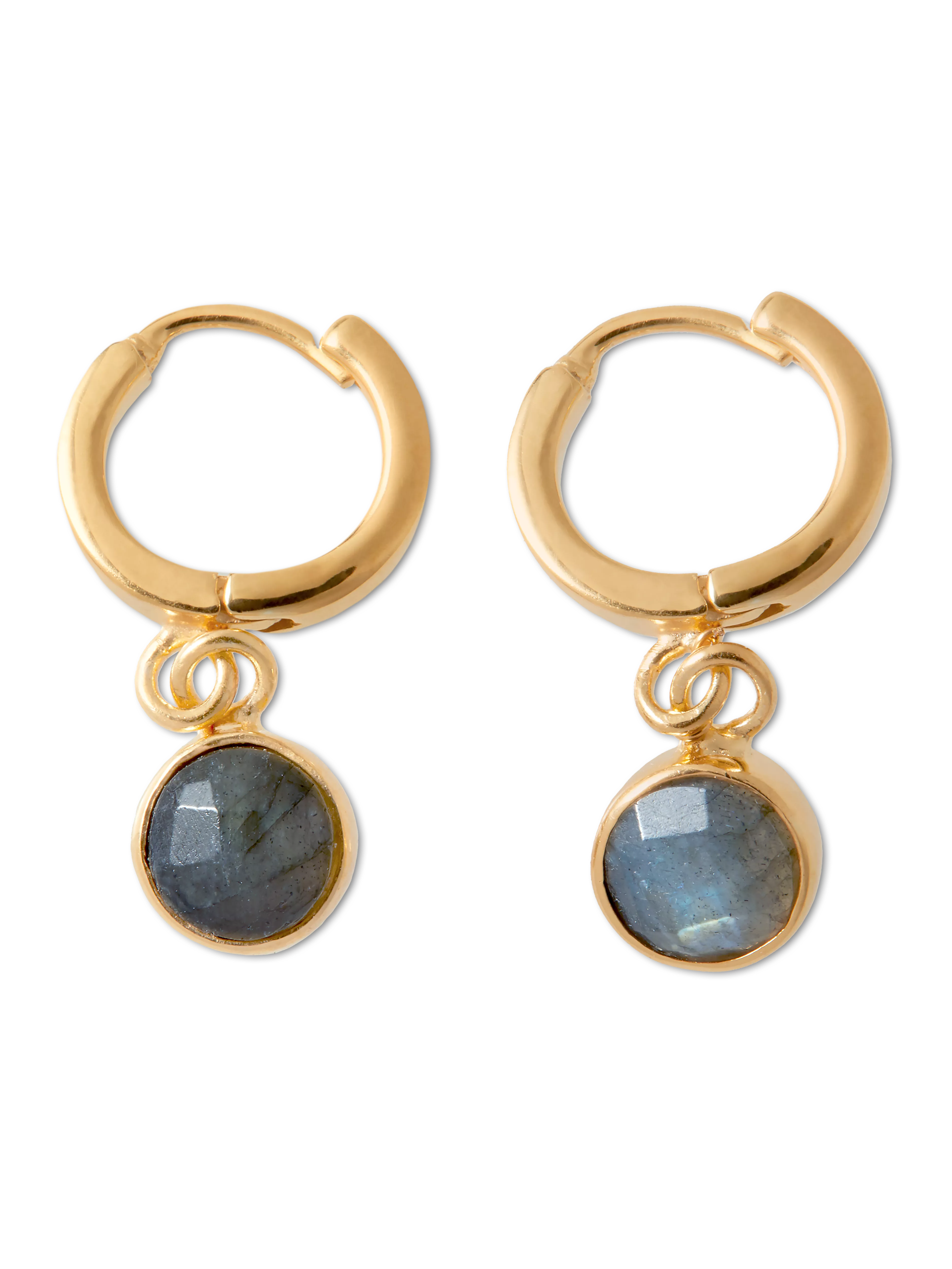 gold plated earrings with gemstone, houseofrituals, Grey, 925 Sterling silver 18 karat gold plated; Gemstones: Labradorite, RITUALS