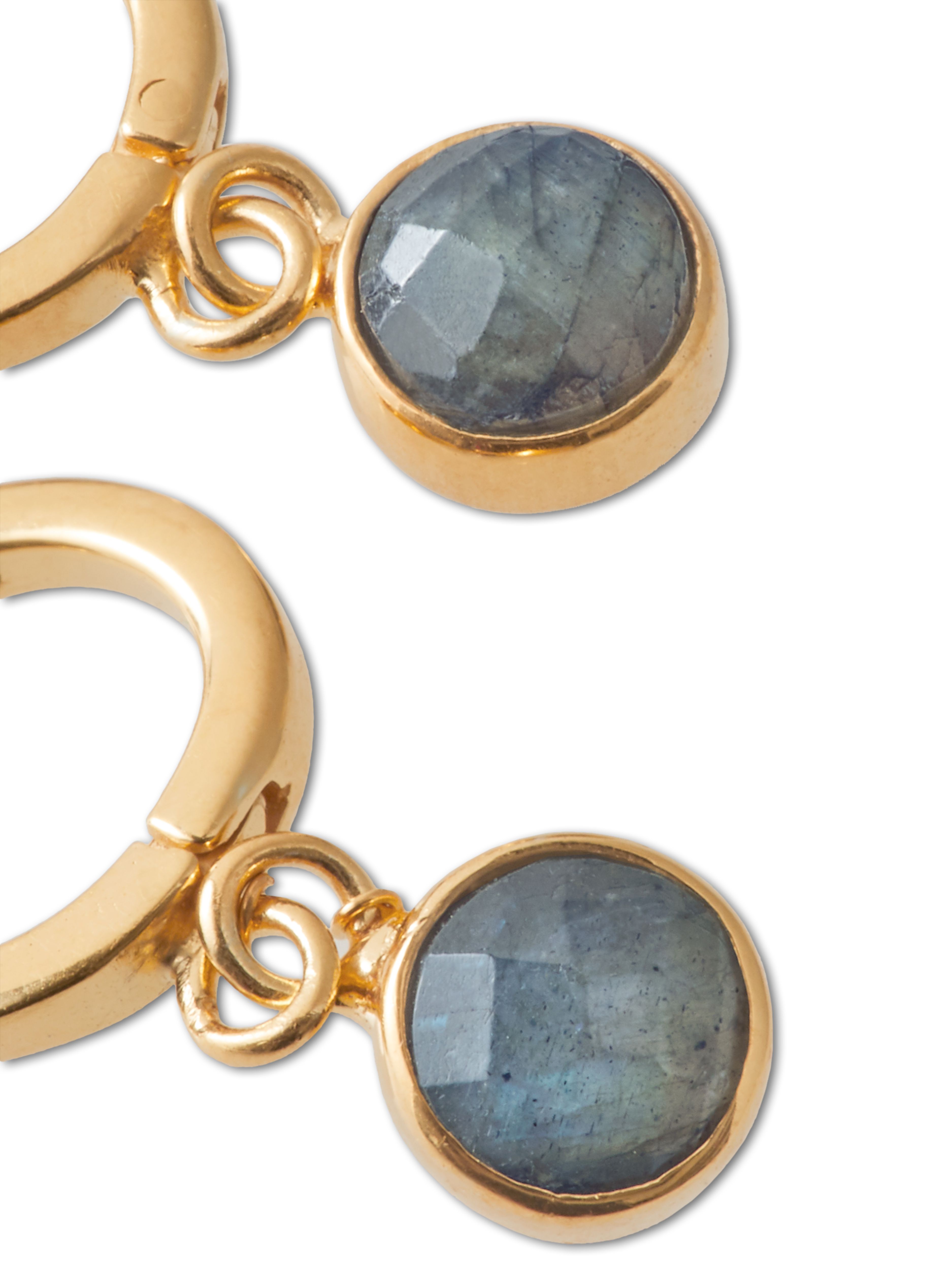 Labradorite Hoops Round Cut Gold Plated