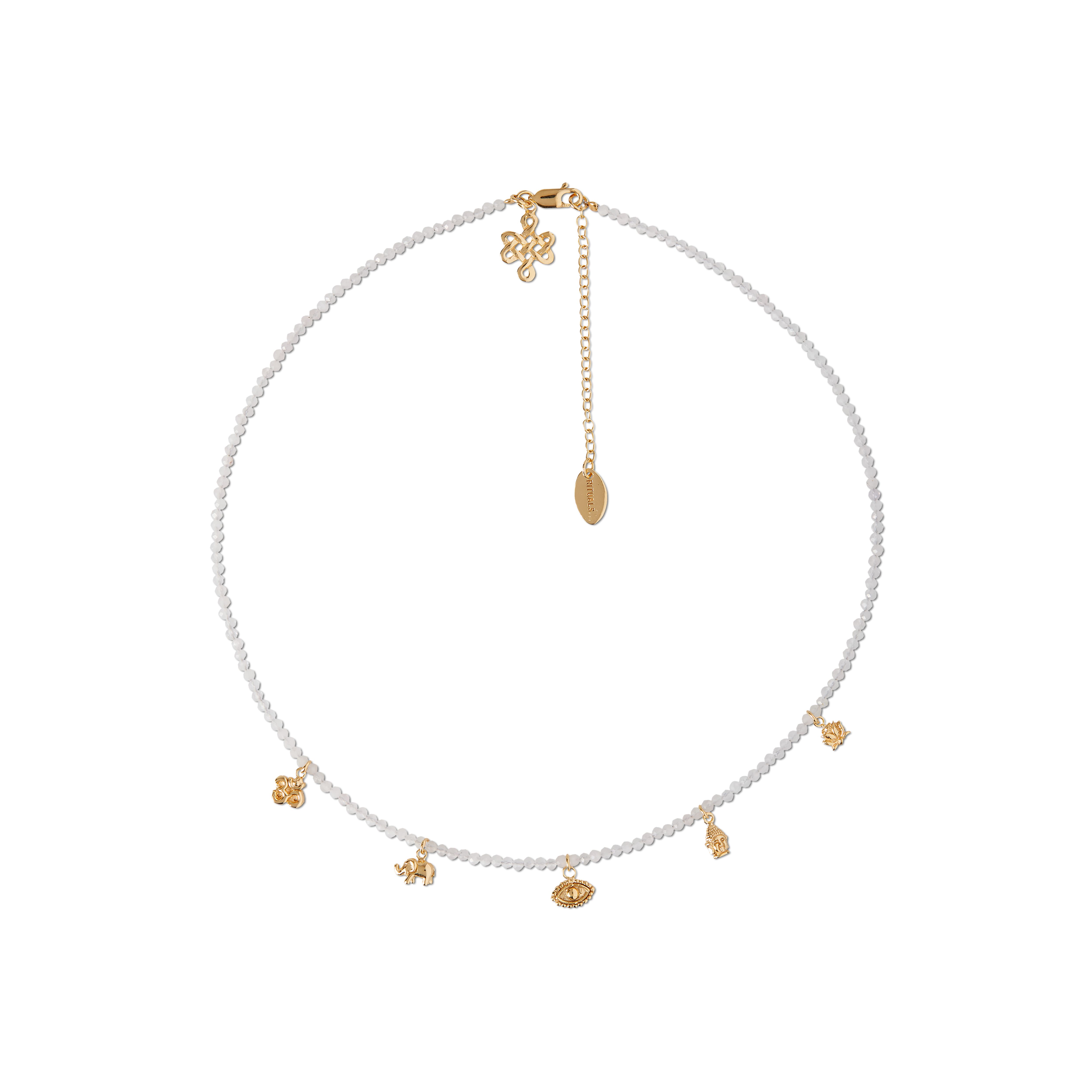 collier plaqué or avec quartz rose, houseofrituals, Pink, Argent sterling 925 plaqué or 18 carats ; pierres fines : quartz rose, RITUALS