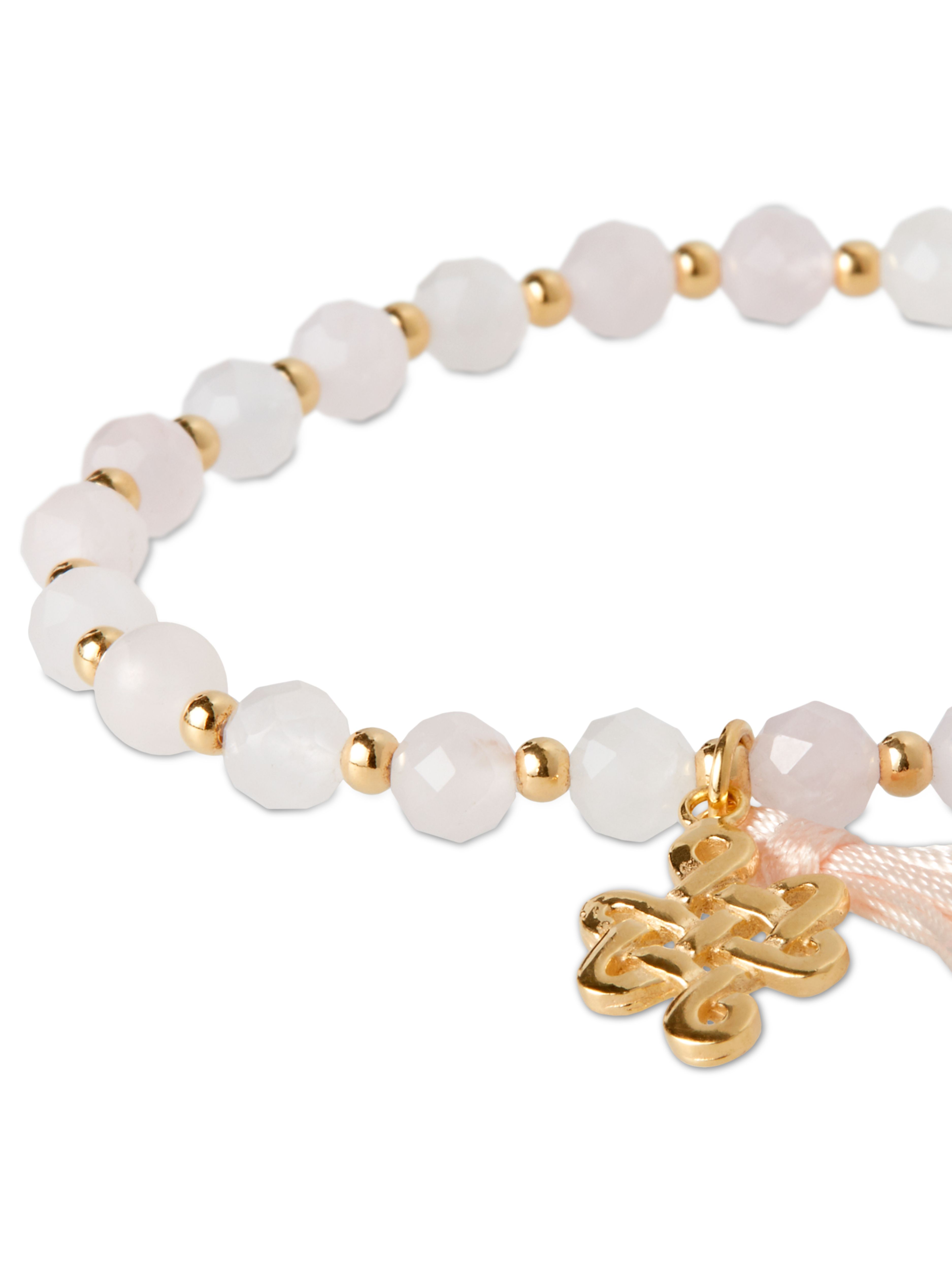 Rose Quartz Infinity Bead Bracelet Gold Plated