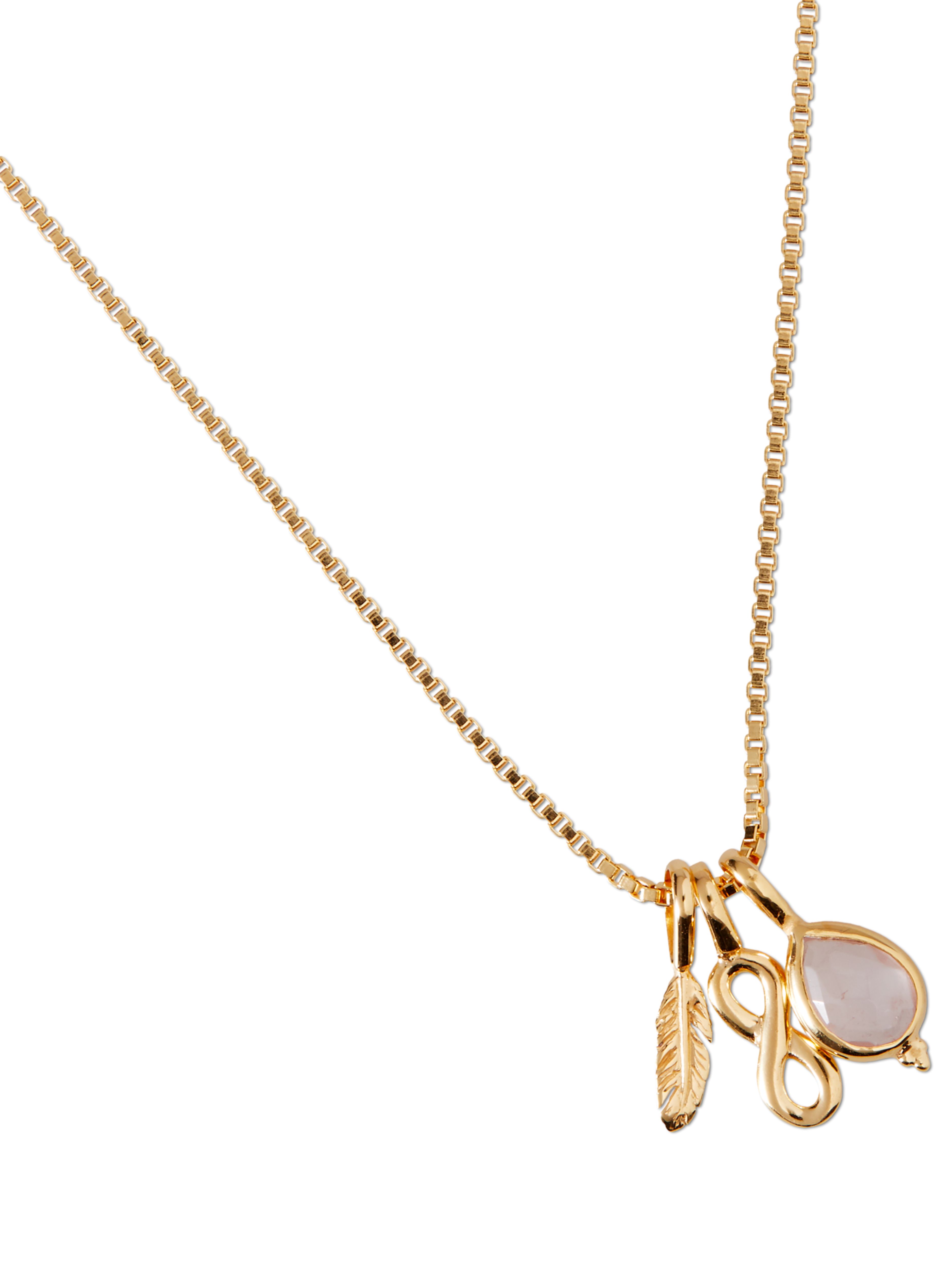 Rose Quartz Pendant Necklace Gold Plated