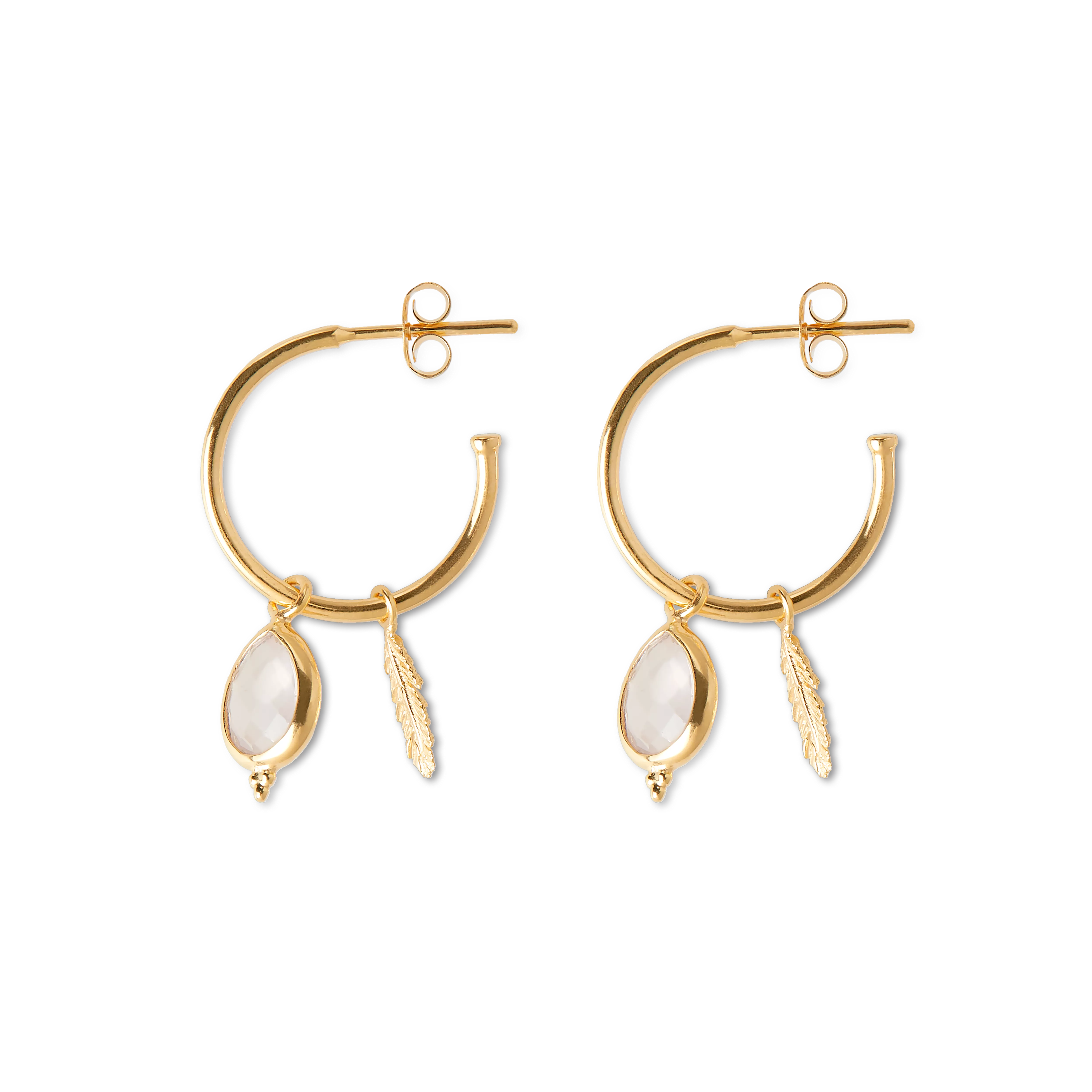 Vergoldete Ohrringe mit Schmuckstein, houseofrituals, Pink, 925er Sterlingsilber, mit 18-karätigem Gold beschichtet; Schmucksteine: Rosenquarz, RITUALS