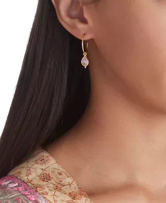 gold plated hoops with gemstone