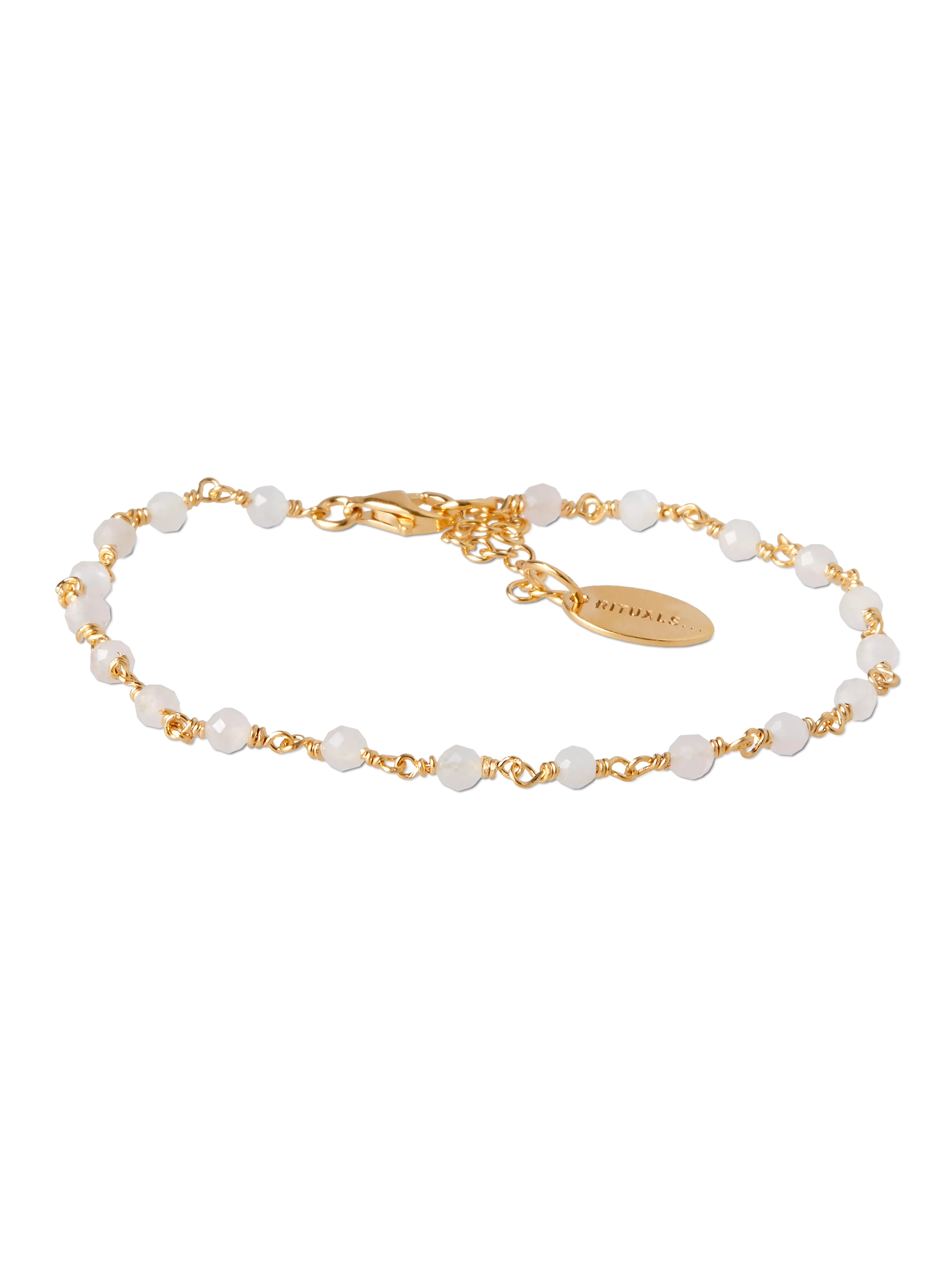 Vergoldetes Armband mit Schmuckstein, houseofrituals, Pink, 925er Sterlingsilber, mit 18-karätigem Gold beschichtet; Schmucksteine: Rosenquarz, RITUALS