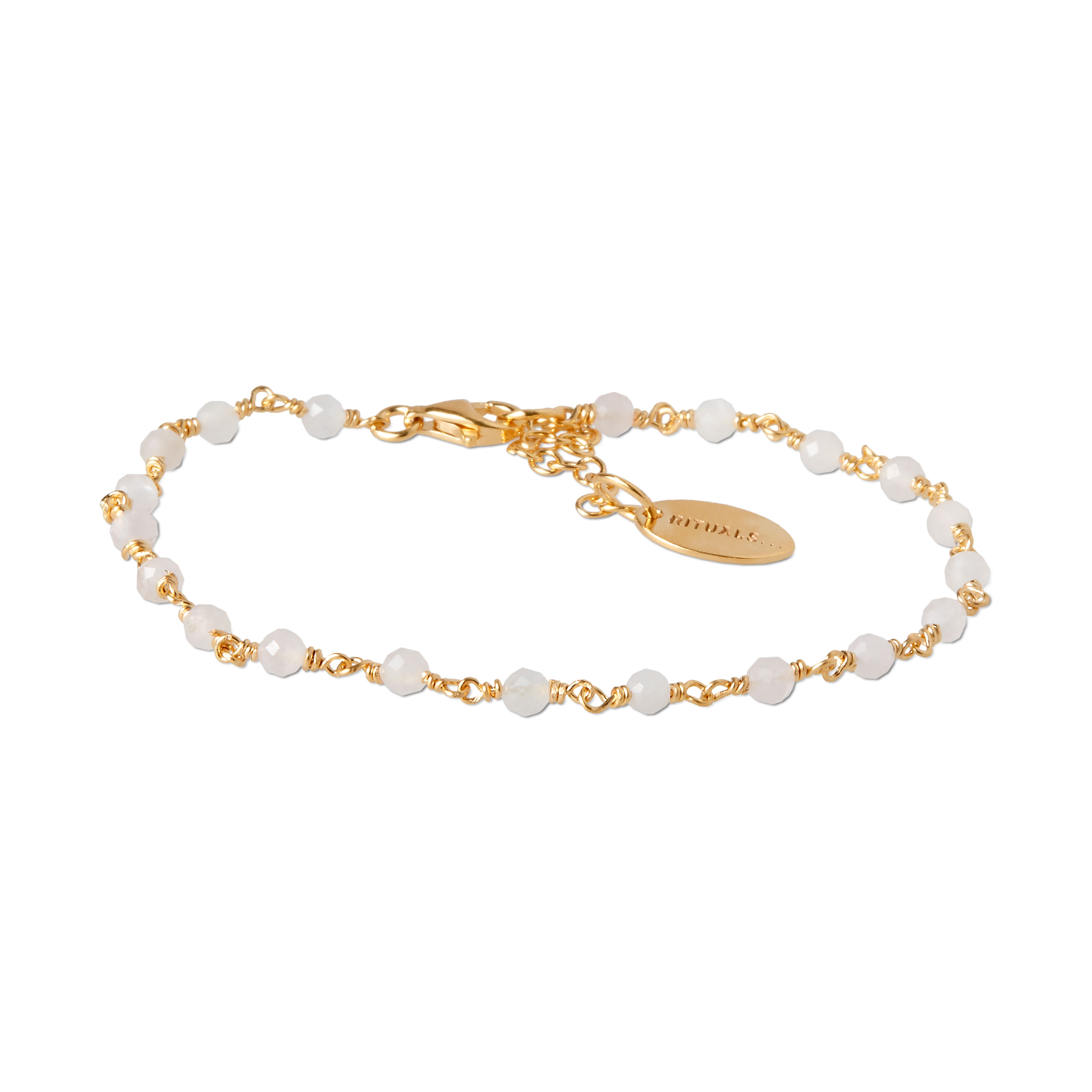 braccialetto con pietre preziose placcato in oro, houseofrituals, Pink, 925 Sterling silver 18 karat gold plated; Gemstones: Rose Quartz, RITUALS