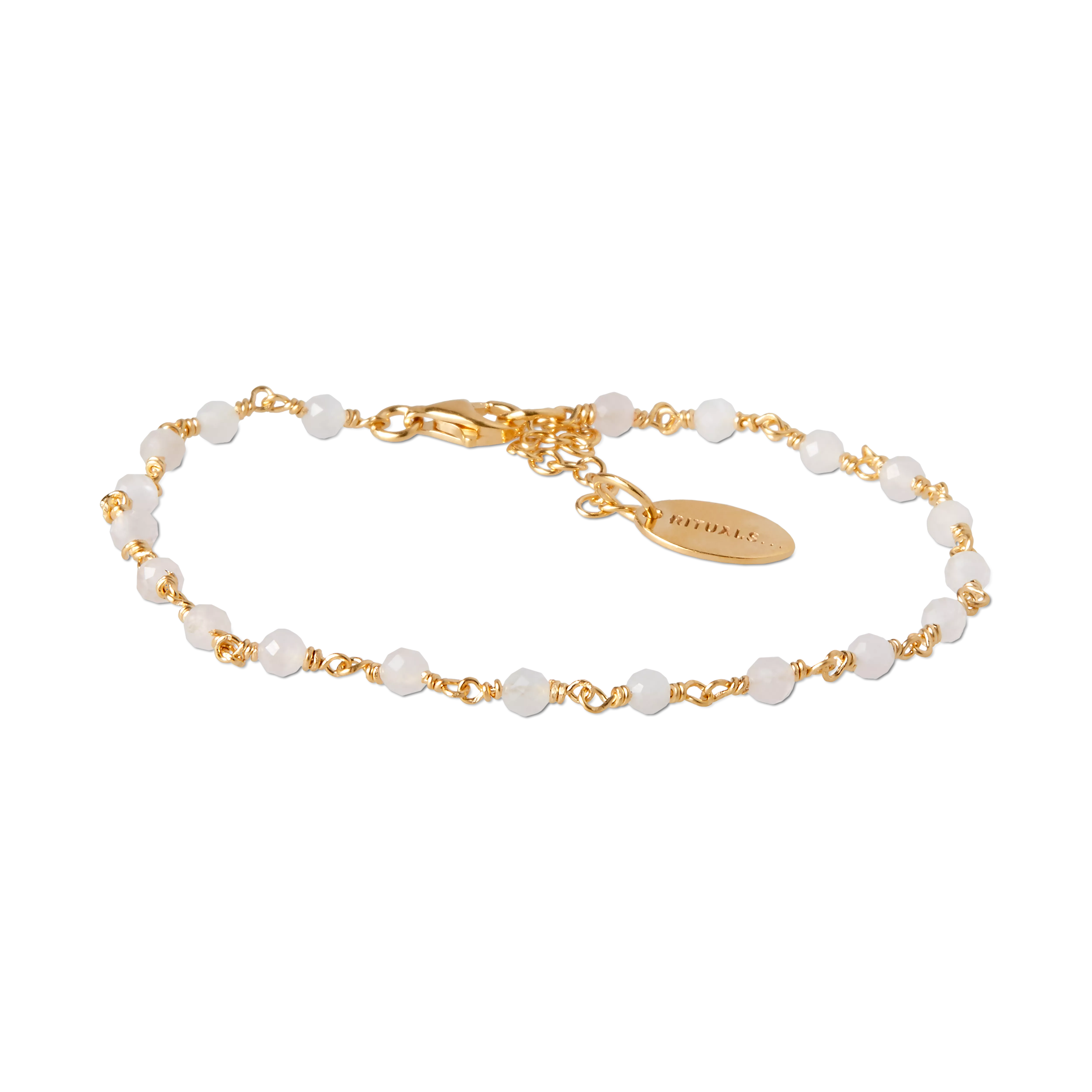 braccialetto con pietre preziose placcato in oro, houseofrituals, Pink, 925 Sterling silver 18 karat gold plated; Gemstones: Rose Quartz, RITUALS