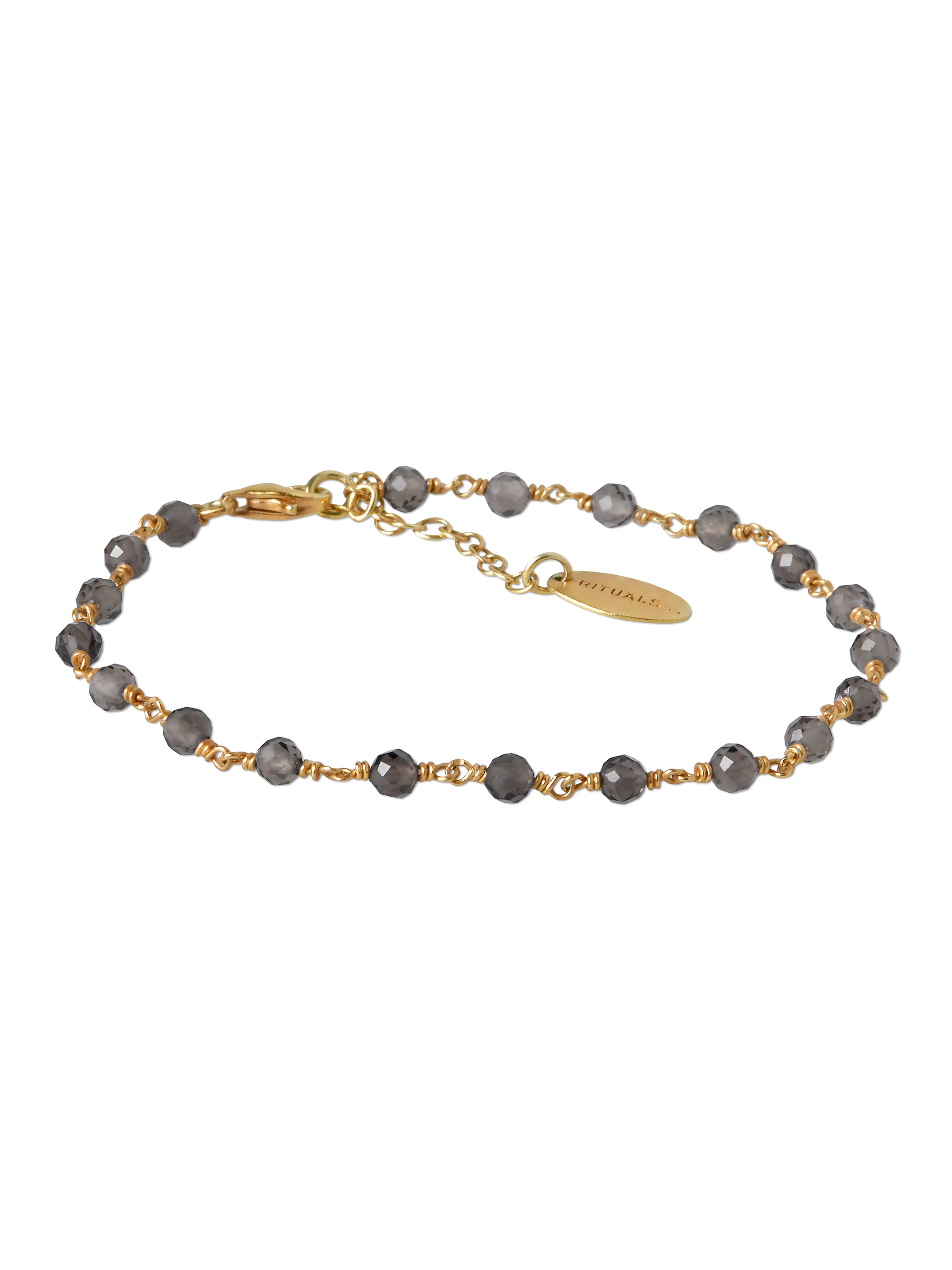 Vergoldetes Armband mit Schmucksteinen, houseofrituals, Grey, 925er Sterlingsilber, mit 18-karätigem Gold beschichtet; Schmucksteine: Labradorit, RITUALS