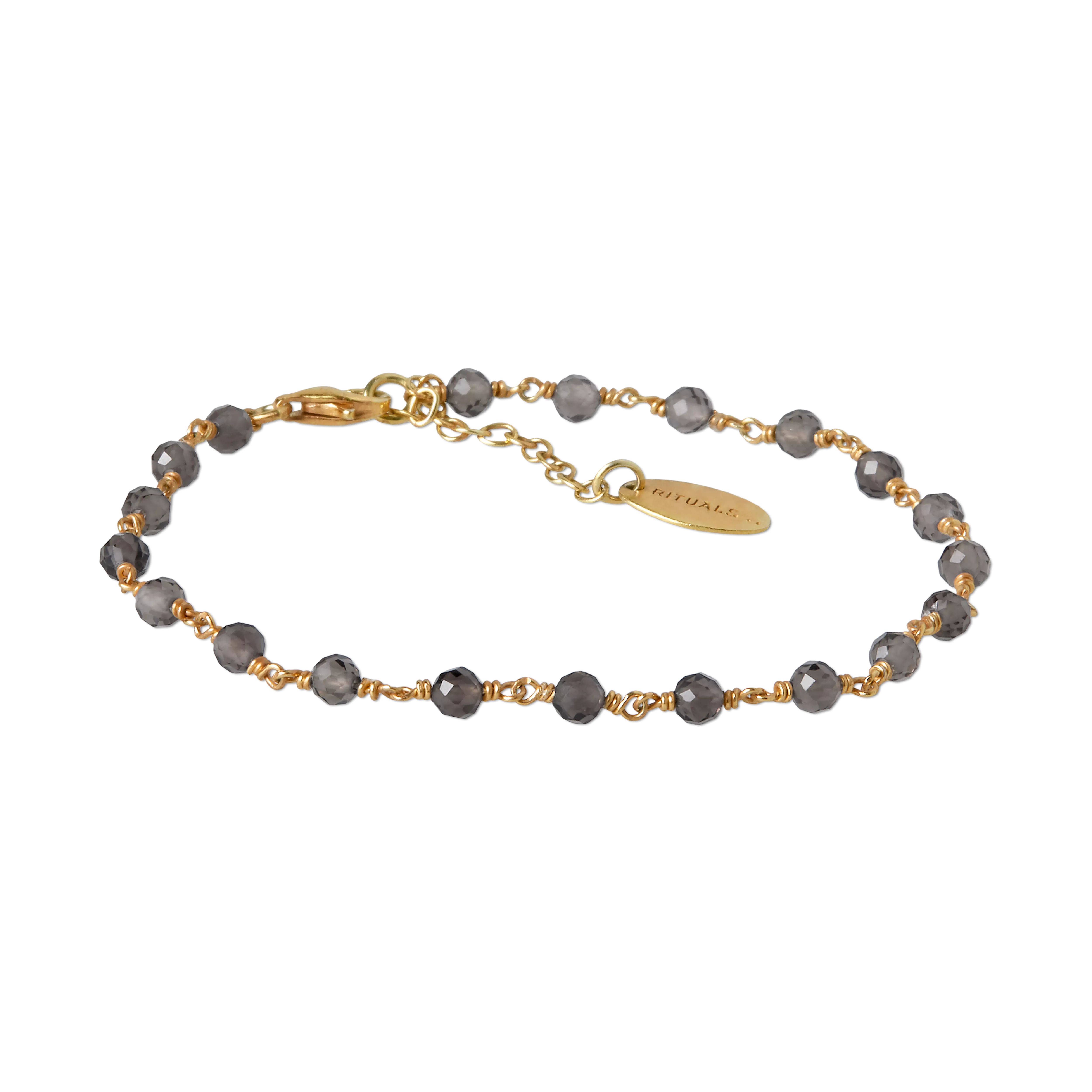 bracelet plaqué or avec labradorites, houseofrituals, Grey, Argent sterling 925 plaqué or 18 carats ; pierres fines : labradorite, RITUALS