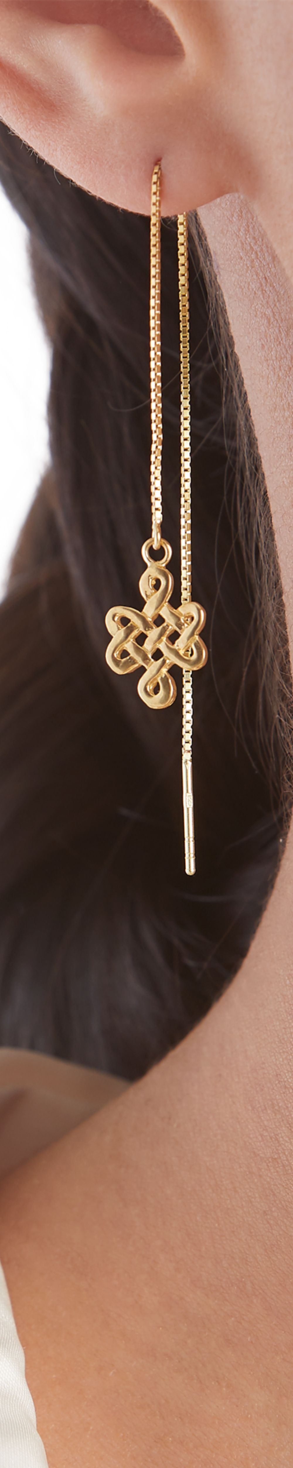 Gold plated Infinity earrings, Chain – vue 5