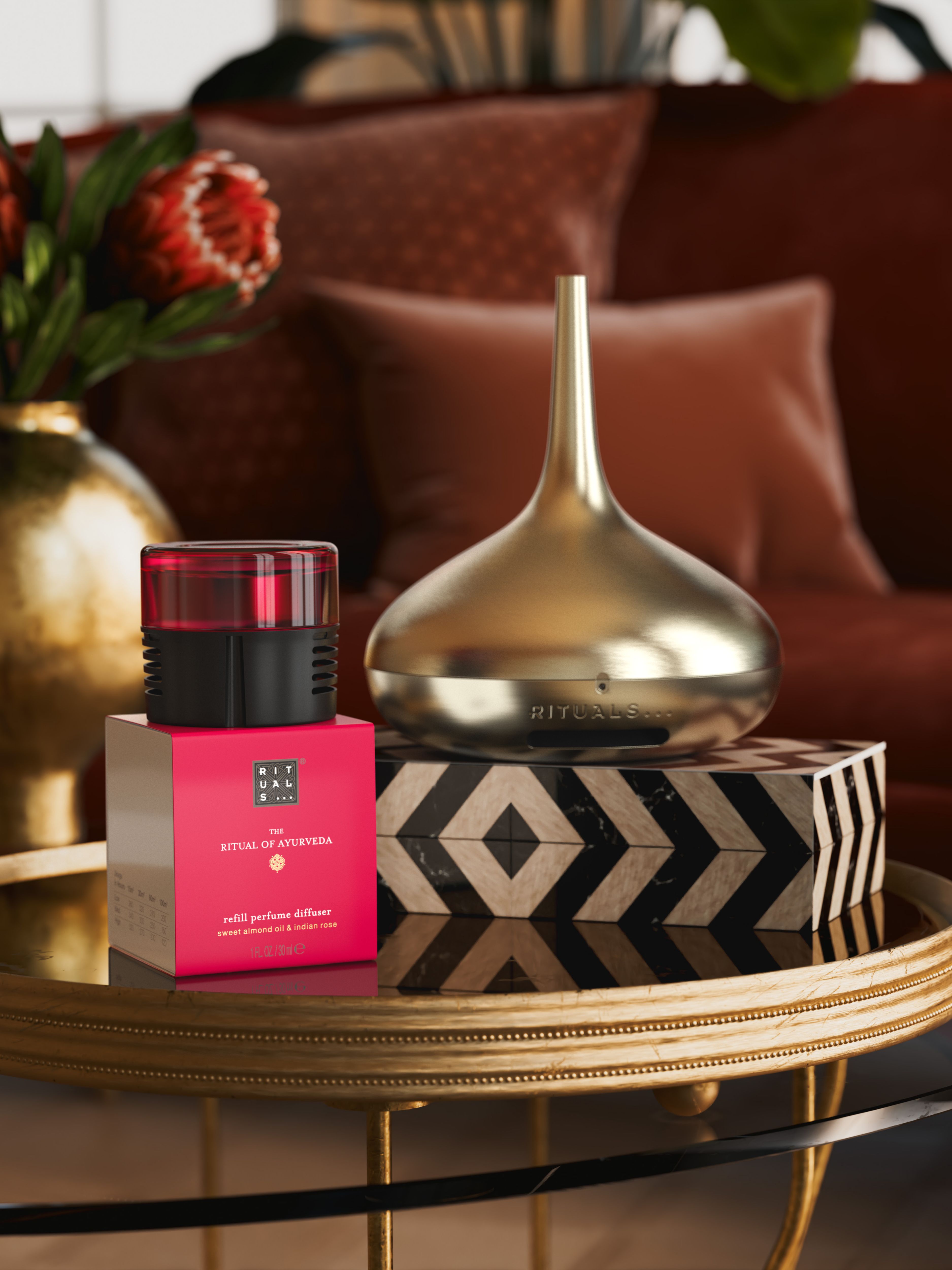 The Ritual of Ayurveda Refill Perfume Diffuser 30ml Lifestyle with Product